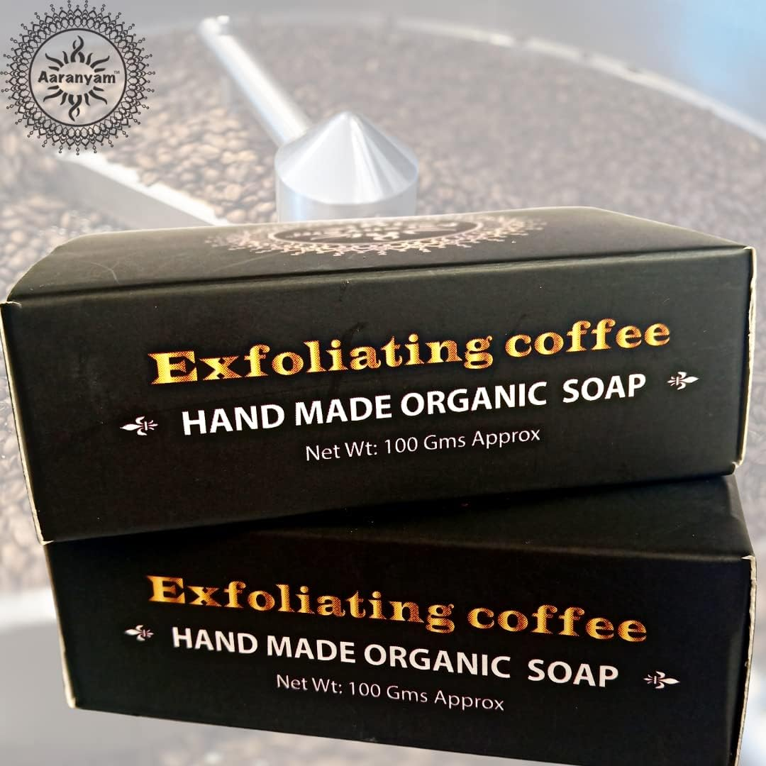 Aaranyam Handmade Soap Coffee Soap -100 Gms Each (Pack of 4) Natural Bath Soap for Men - Exfoliating Skin Shine Soap image number 2
