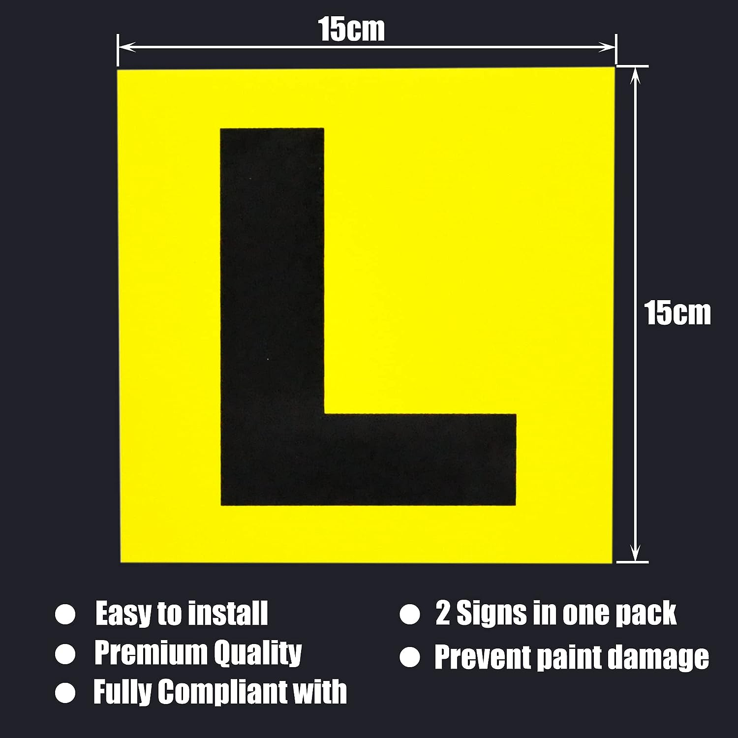 2Pcs Learner Magnetic Yellow L Plate image number 1