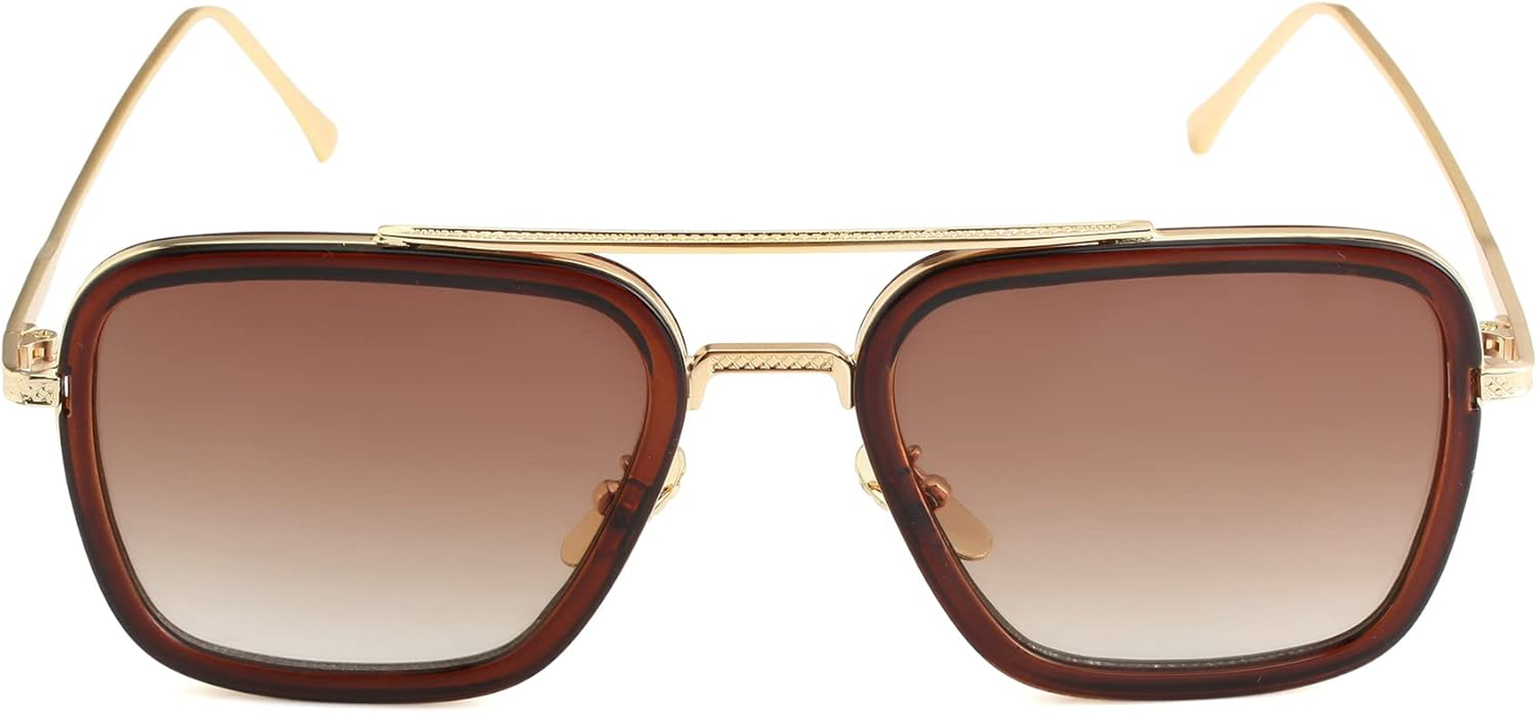 Tony Stark Sunglasses Vintage Square Metal Frame Eyeglasses for Men Women - Iron Man and Spider-Man Sun Glasses