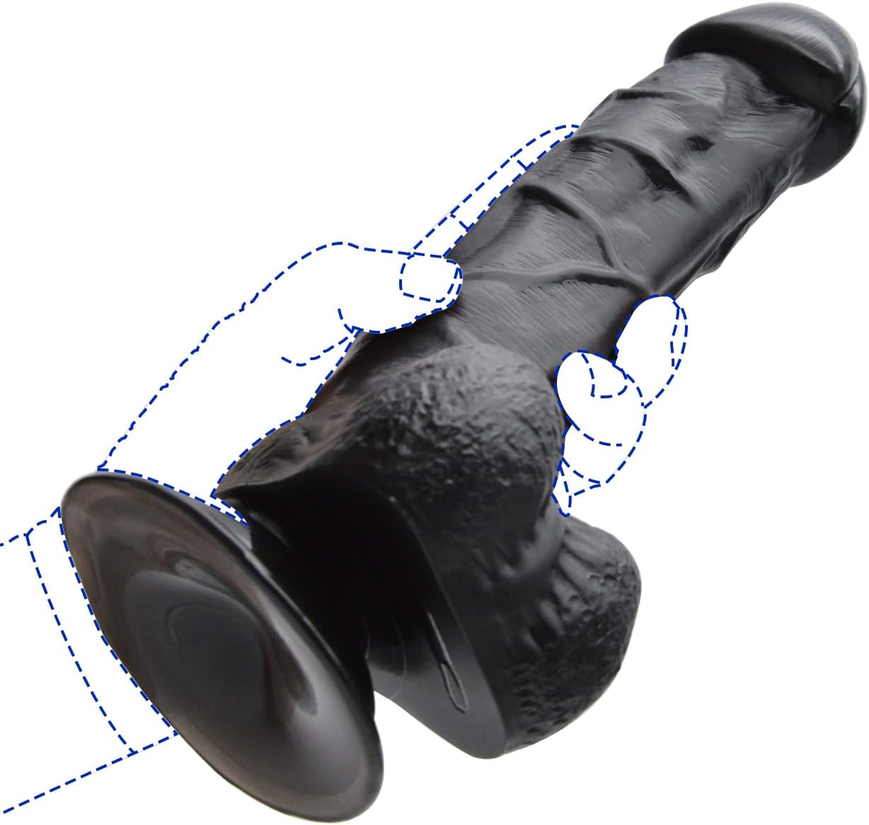 FAAK Realistic Thick Dildo, 7.3 Inch Insertable Curvy Dildo with Textured Veins for Added Stimulation, Big Dildo with Suction Cup, Adult Erotic Toys image number 1