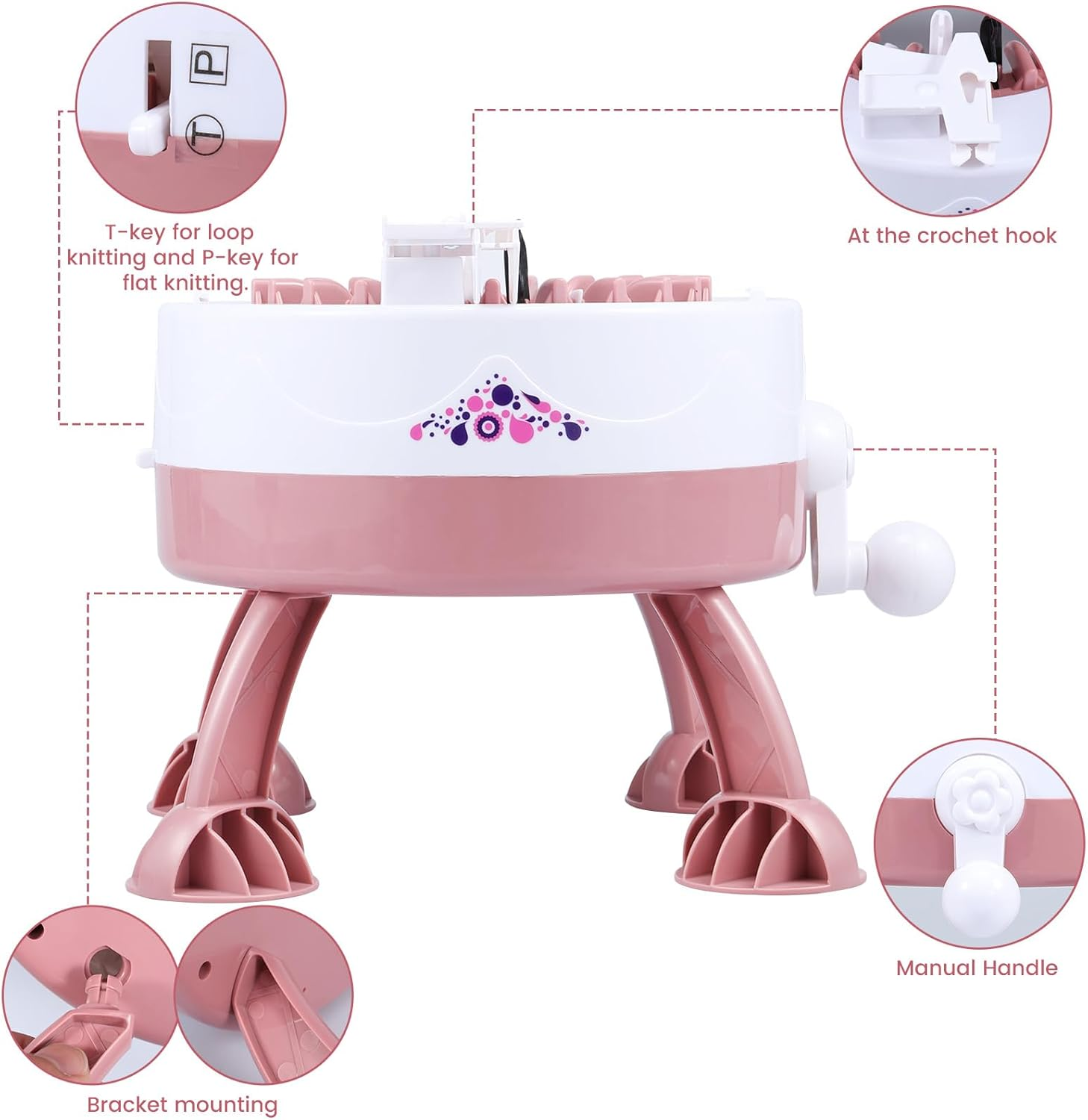 Smart Knitting Machine - 22 Needles Double Knitting Kit with Hand Crank for Beginners and Adults, DIY Scarf and Hat Maker image number 5