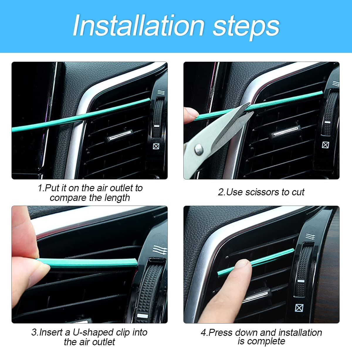 20 Pieces Car Air Conditioner Decoration Strip for Vent Outlet, Universal Waterproof Bendable Air Vent Outlet Trim Decoration, Suitable for Most Air Vent Outlet, Car Interior Accessories (Red)