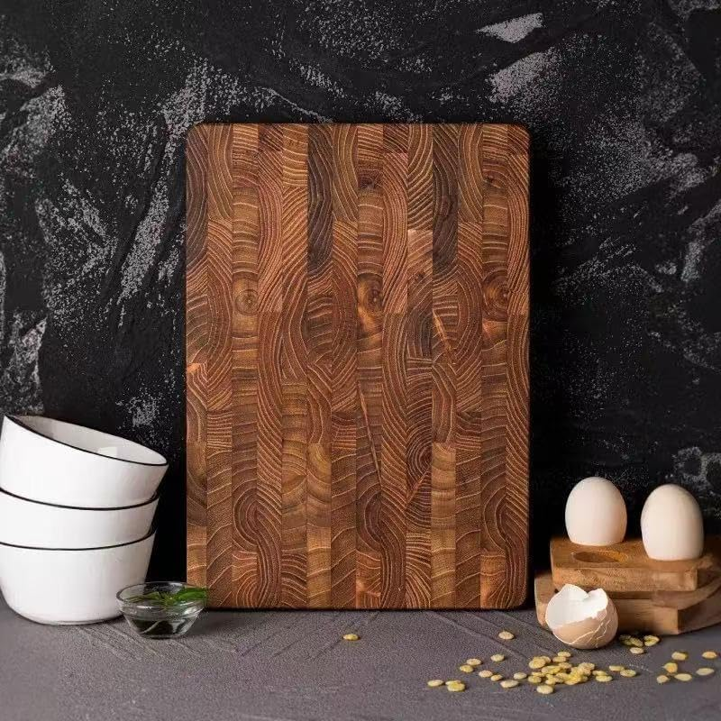 Bierofaro Teak Wood Chopping Board for Kitchen, 40 * 30 * 3 CM End Grain Cutting Board, Wooden Charcuterie Board, Large Butcher Block with Hidden Handles, Reversible, Suitable for Meat, Vegetables image number 6