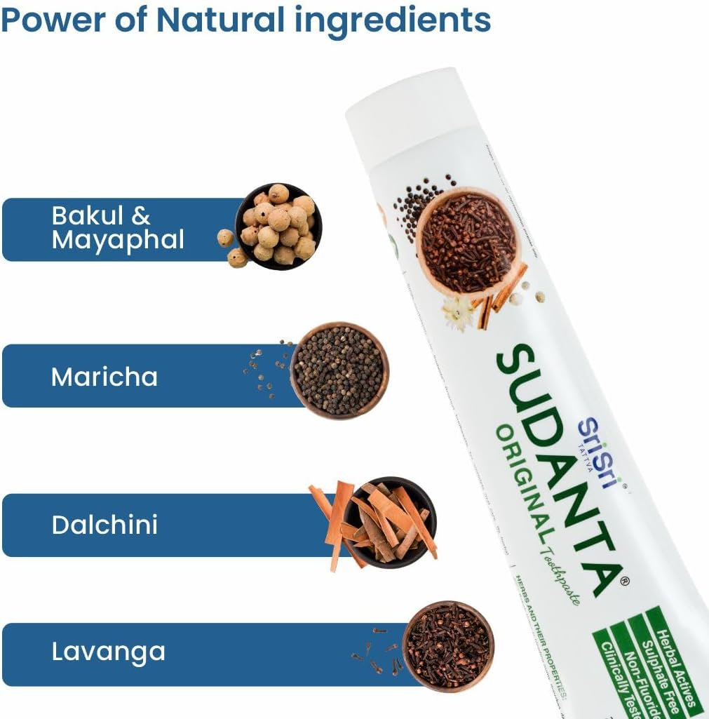 Sri Sri Tattva (Herbal) Sudanta Toothpaste-200 Gram Pack image number 3