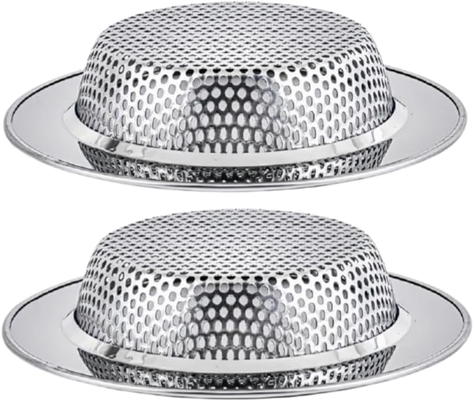 Bathtub Strainers, Bathroom Sink Strainers, Shower Drain Hair Catcher, Drain Strainer for Laundry, Mop Pool, Utility, Slop, RV Sink, Stainless Steel, Pack-2 (Silver, 7.7CM) image number 2