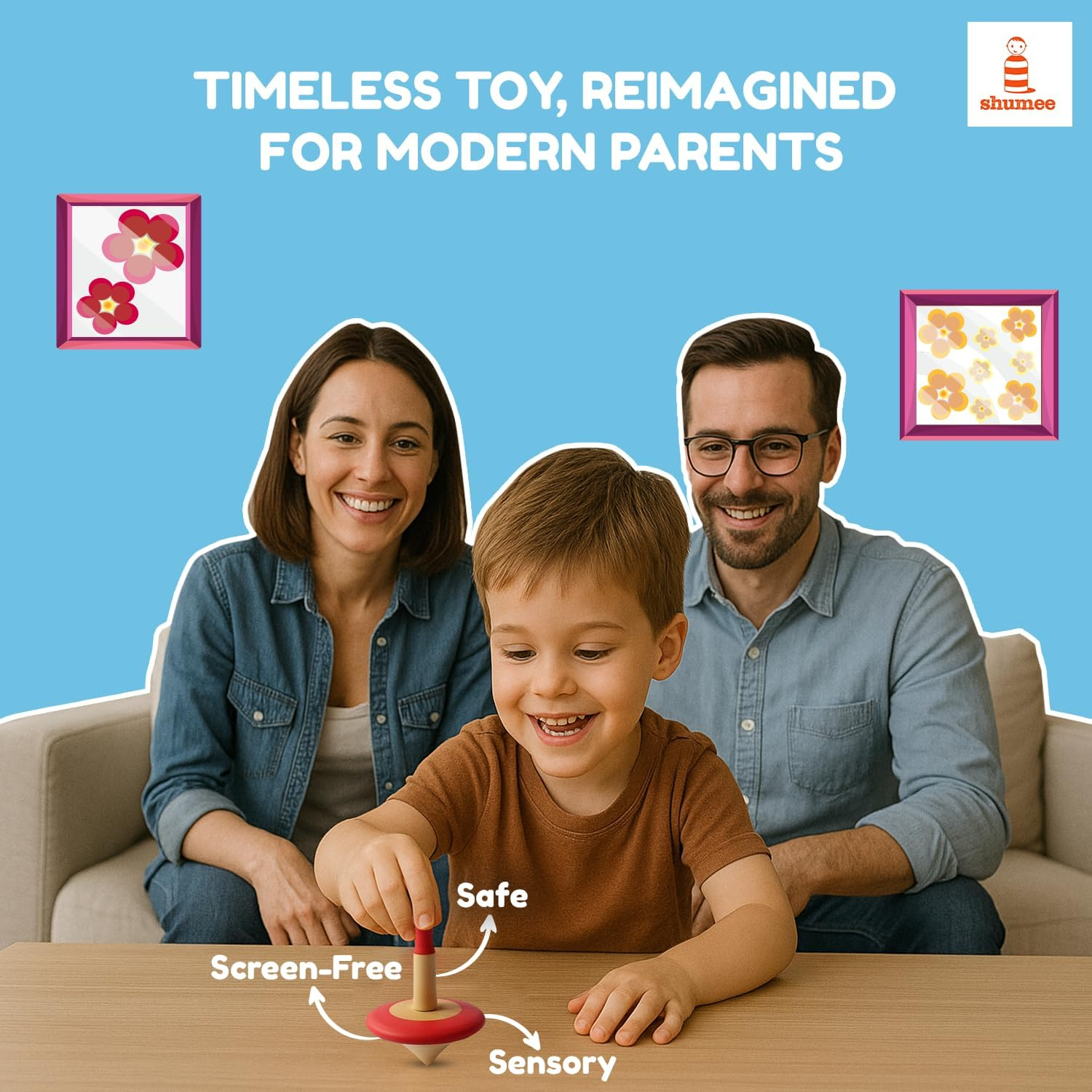 Shumee Wooden Spin Tops (3 Years+) - Curiosity & Fine Motor Skills (3 Pieces) image number 3