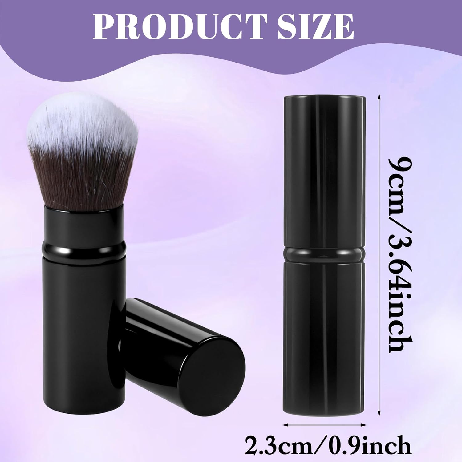 Pack of 2 Retractable Makeup Brushes, Angled Kabuki Travel Foundation Brush, Portable Powder Blush Brush, Mini Makeup Brush for Blush, Sunscreen, Bronzer, Polishing, Concealer, Highlighter image number 1