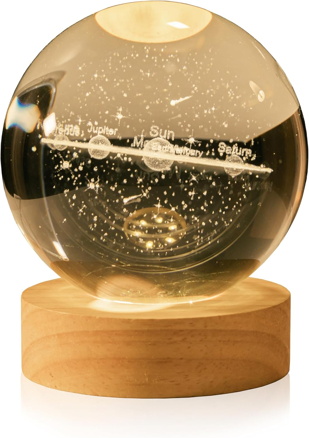 PENTBURG Crystal Ball Lamp, Luminous Solar System/Galaxy Crystal Table Light Home D&eacute;cor, LED Night Light, USB Table Lamp for Living, Study and Bedroom, Creative Bright D&eacute;cor Gift (Galaxy).