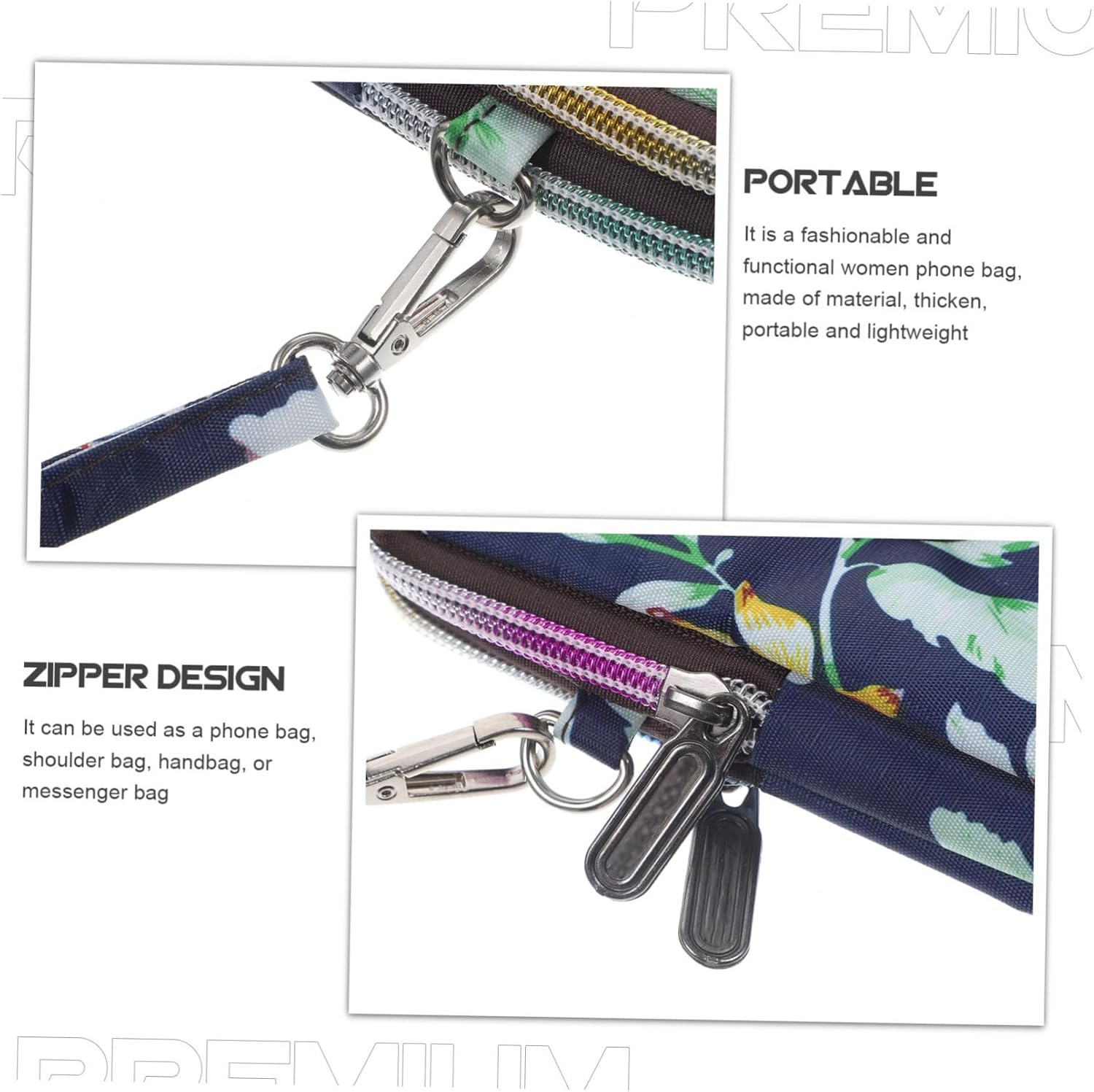 Bag Women Sling Bag Women Crossbody Bag, Zipper Phone Bag Cellphone Wallet Pattern Handbag with Long Strap Oxford Cloth Crossbody Phone Bag for Travel Shopping (Dark Blue)