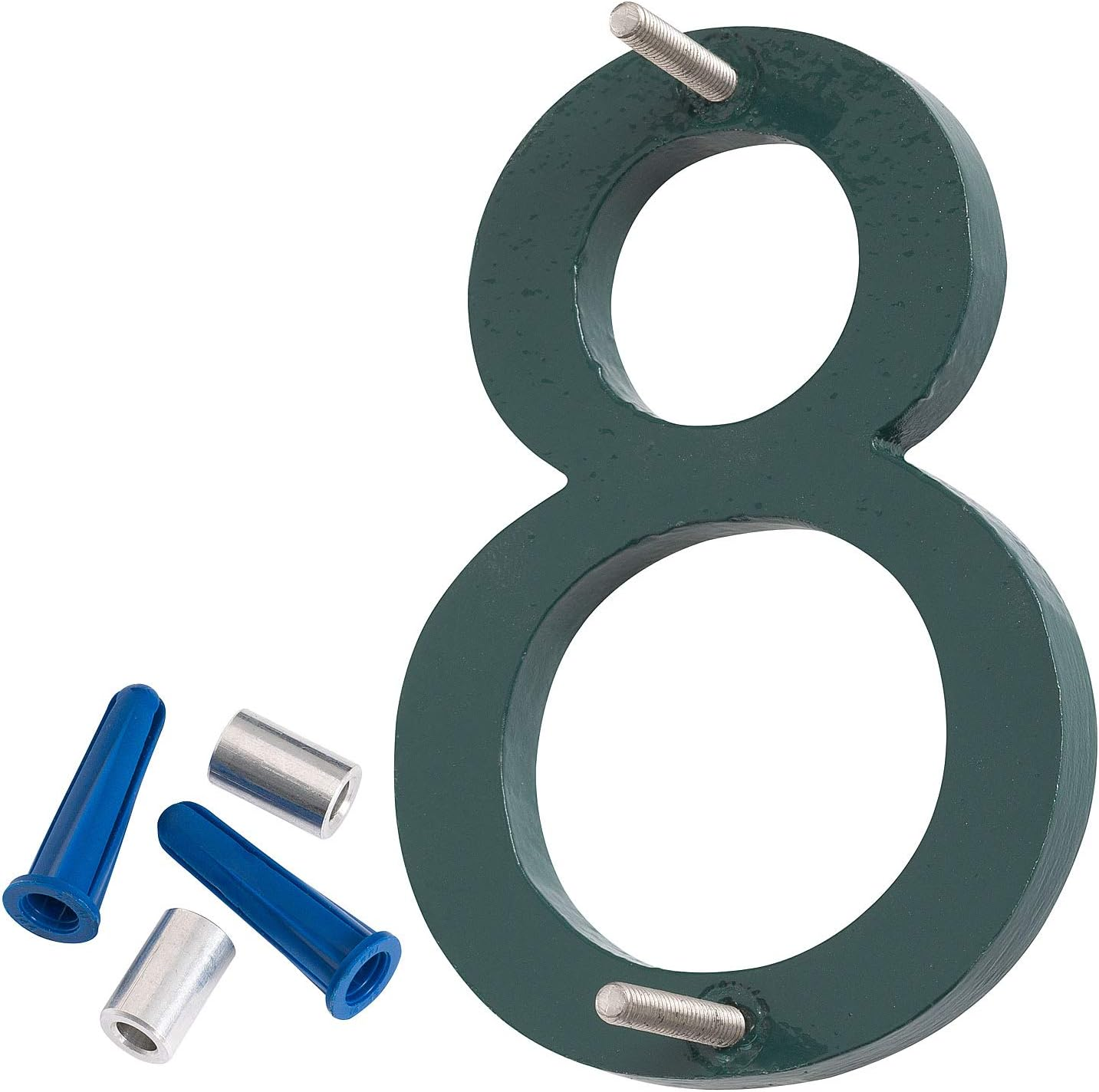 Montague Metal Products MHN-04-F-HG1-8 Solid Brushed Aluminum Modern Floating Address House Numbers, 4", Powder Coated Hunter Green image number 2