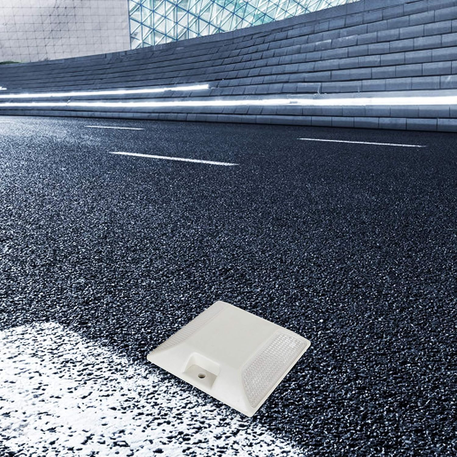 20Pack White Reflective Road Driveway Marker 3-3/4&rdquo;X 3-3/4&rdquo;Street Pavement & Asphalt Stud Markers, Great Reflecting for Speed Bumps, Sidewalks, Pedestrian Crossings, Freeways, Driveways image number 6