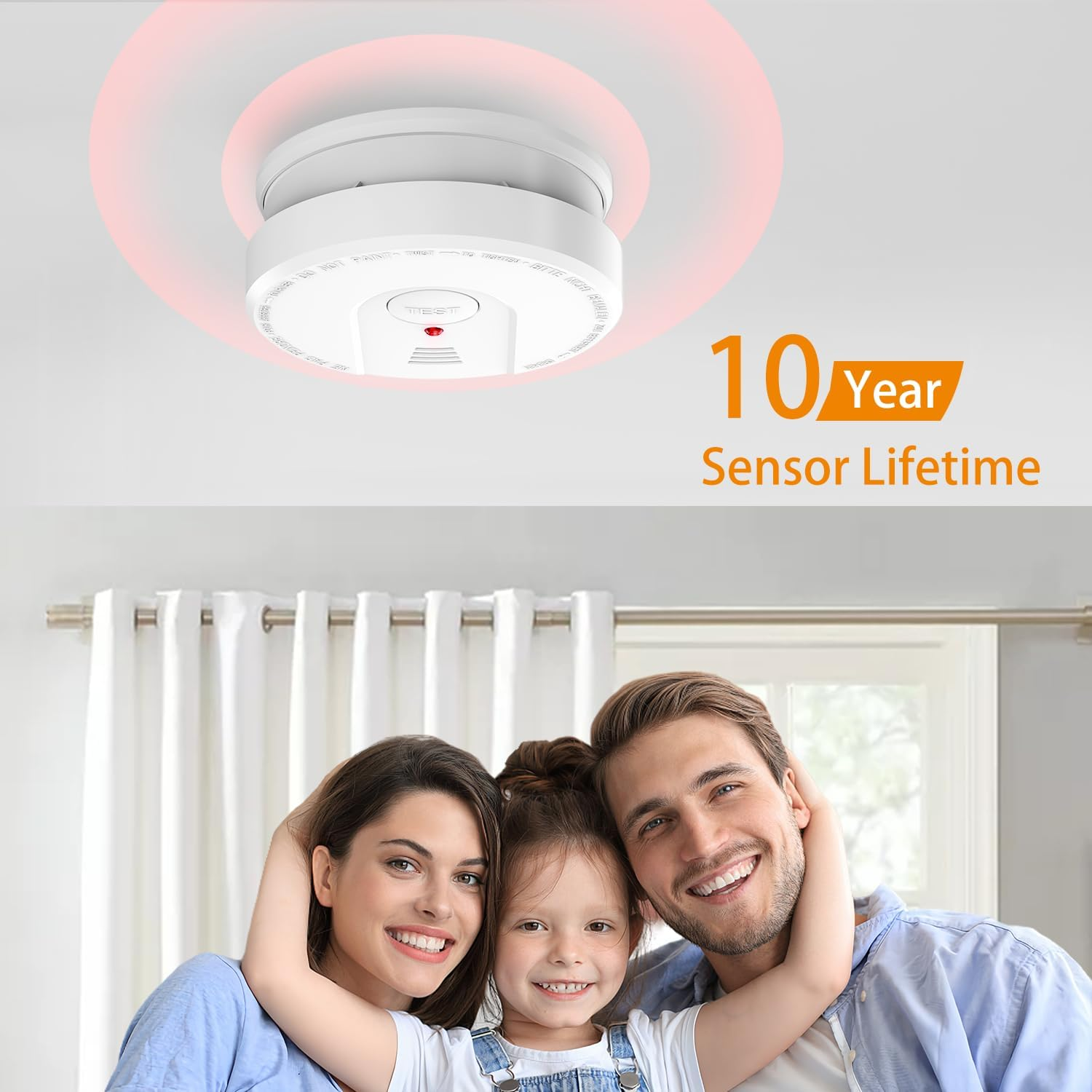 ZYTA Smoke Alarms for Home,Fire Smoke Detector with 5-Year Replaceable Battery,Test/Mute Button,Led Indicator,Battery Powered,1902(1 Pack) image number 2