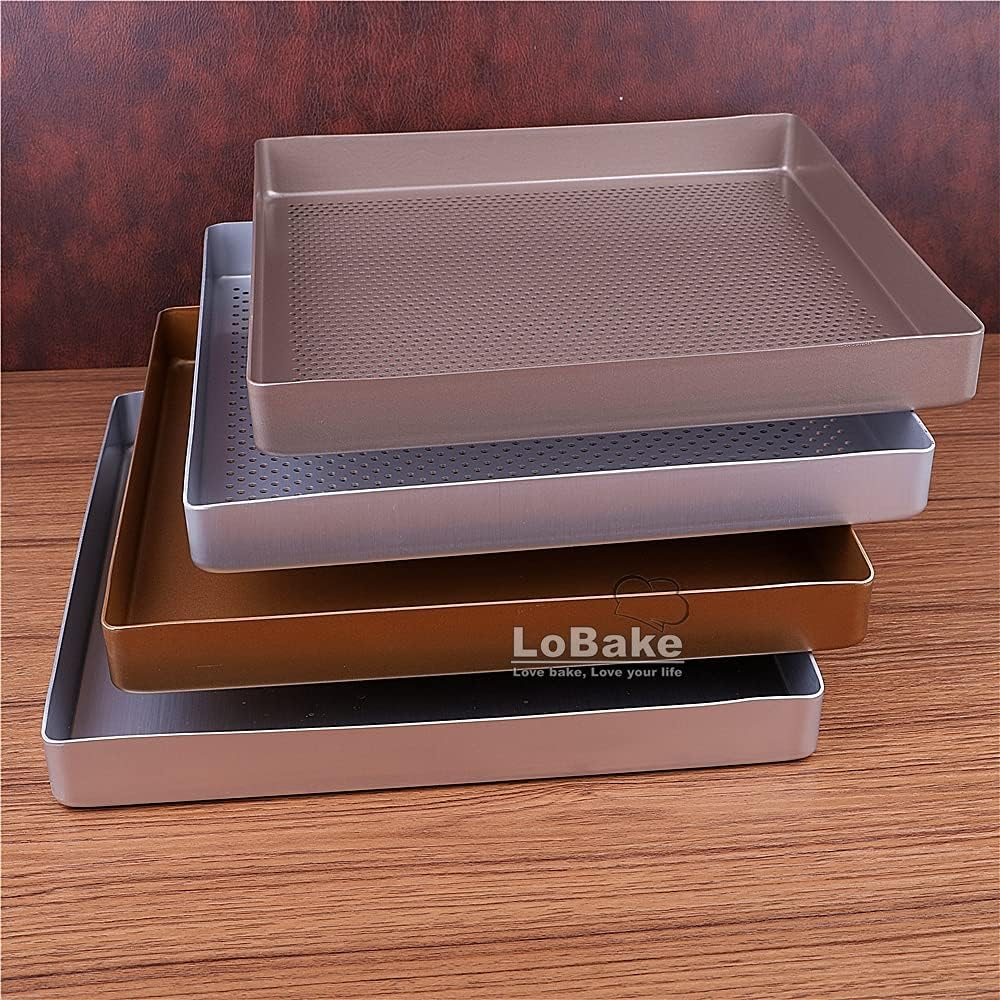 Lobake 28Cm Square Aluminium Alloy Nonstick Coating Leaky Baking Pan Biscuit Cookie Holder Bakery Oven Tray Steaming Tools DIY Bakeware (Aluminium Plain) - Aluminium Leaky image number 3