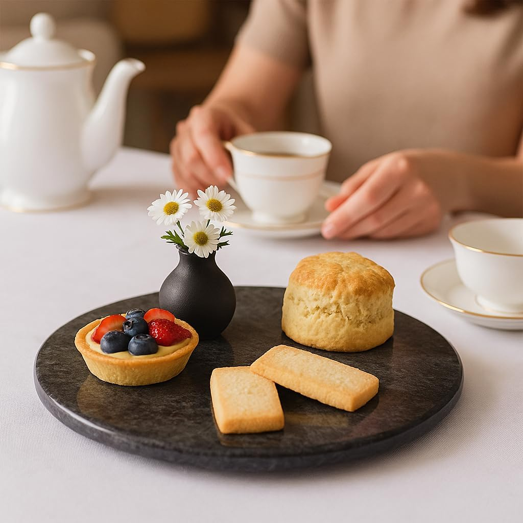 Creative Home Genuine Marble Stone 12" round Board - Off-White (Color May Vary) image number 5