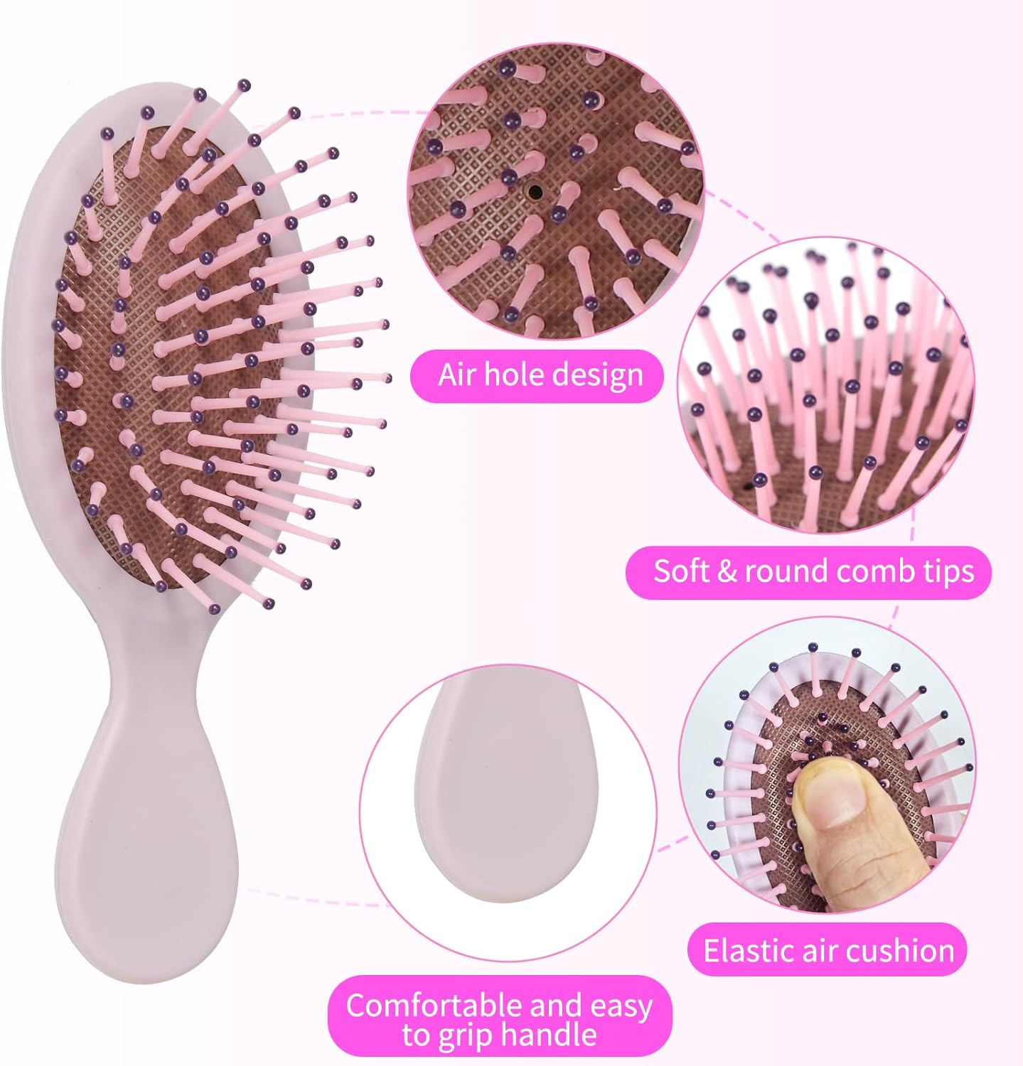 12 Pack Mini Wet Hair Brush Soft Bristle Detangler Pocket Paddle Hair Brushes Travel Detangling Brush, for Most Hair Types, with Ease Knots without Tears or Breakage, 12 Colors