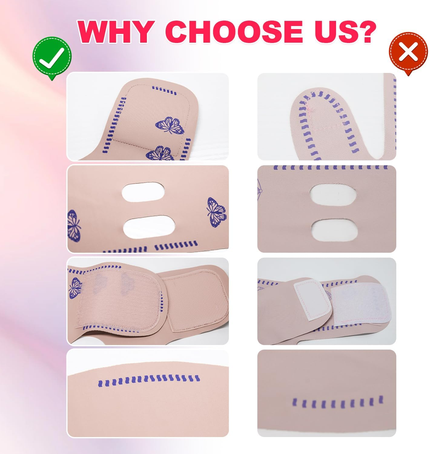 V Line Double Chin Reducer, Face Slimming Strap with Two Wearing Way, Chin up Mask Face Lifting Belt to Remove Double Chin, Reusable V Shaped Lifting Mask Tightening Skin Preventing Sagging for Women image number 6