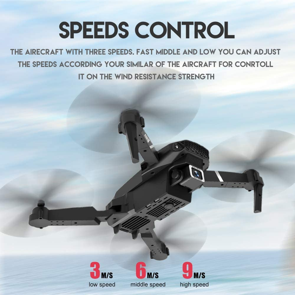 Bargainpop Foldable Mini Drone with 4K Double HD Camera Dual Lens 2.4G Wifi FPV RC Quadcopter (Black) Gesture Control with Carry Case, 3 Batteries - White image number 3