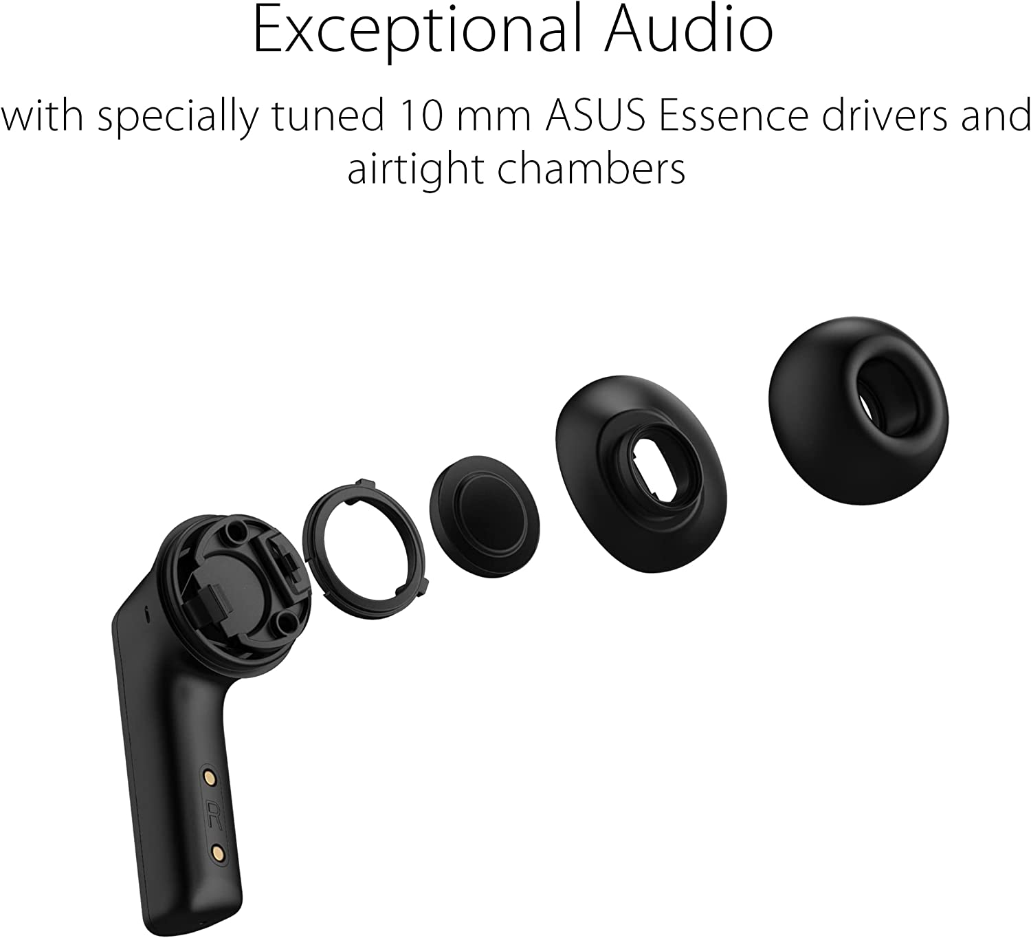 ASUS ROG Cetra True Wireless Gaming Earbuds, Low-Latency Bluetooth Earbuds, Active Noise Cancelation, 27-Hour Battery Life, IPX4 Water Resistance, Headphone with Wireless Charging,Black image number 2