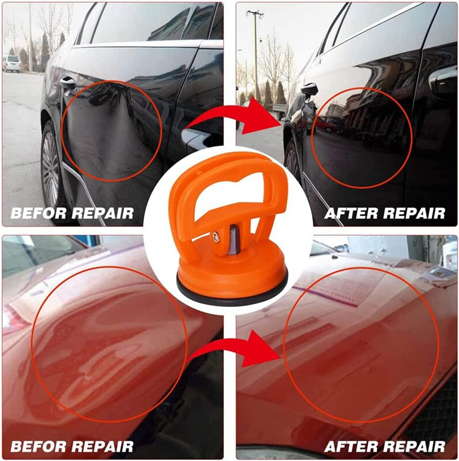 2PCS Dent Puller Suction Cup Car/Van Bodywork Suction Cup Panel Repair/Fix Removal Tool (Orange) - Orange image number 5
