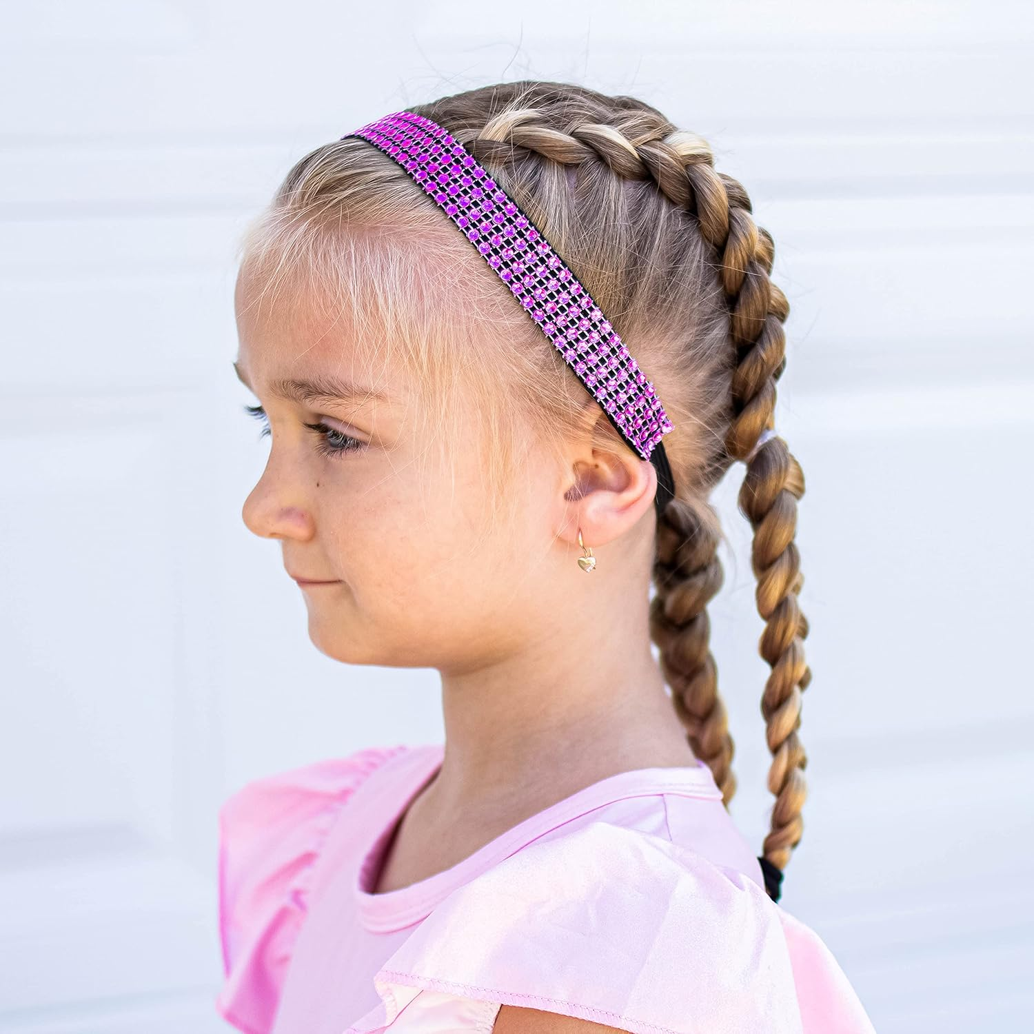 FROG SAC 4 Rhinestone Headbands for Girls, Adjustable Non Slip Gymnastics Sports Headband for Kids, Sparkly Little Girl Gymnast Hair Bands Accessories, Dance Sport Bling Hairbands