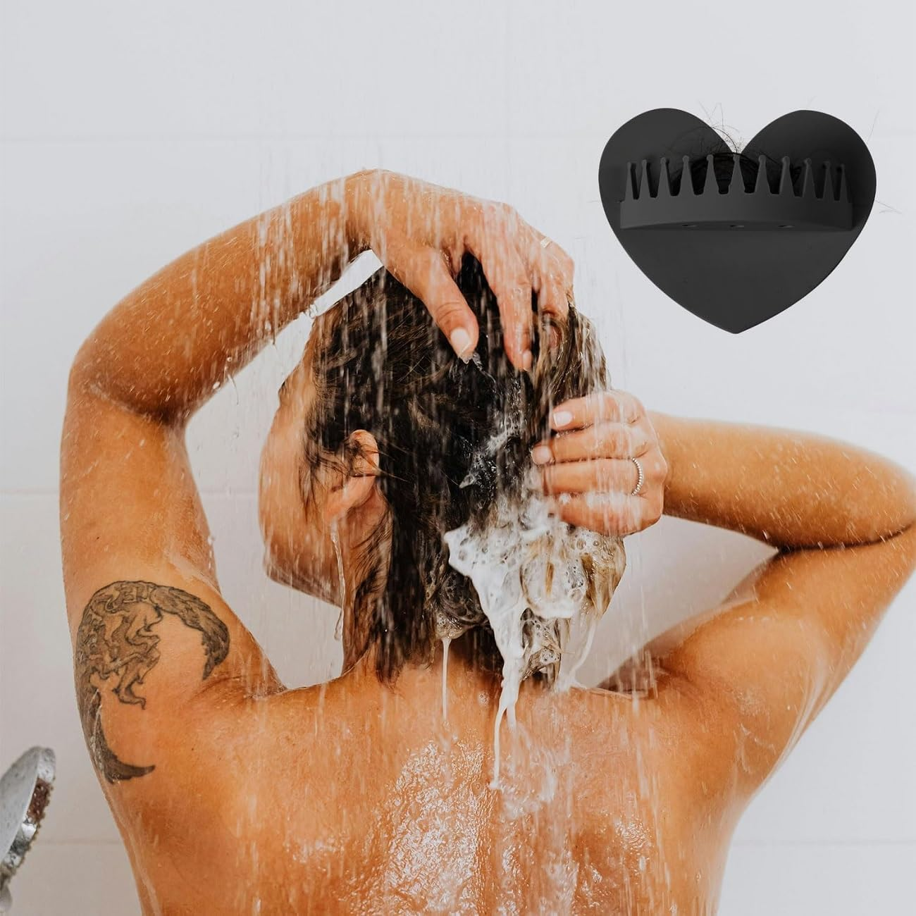 WADY 1Pcs Silicone Wall Hair Collector, Hair Catcher Shower Wall,Shower Drain Hair Catcher with Strong Suction Cup, Reusable Bathroom Hair Trap for Tub & Shower Drain Protection (Black) image number 5