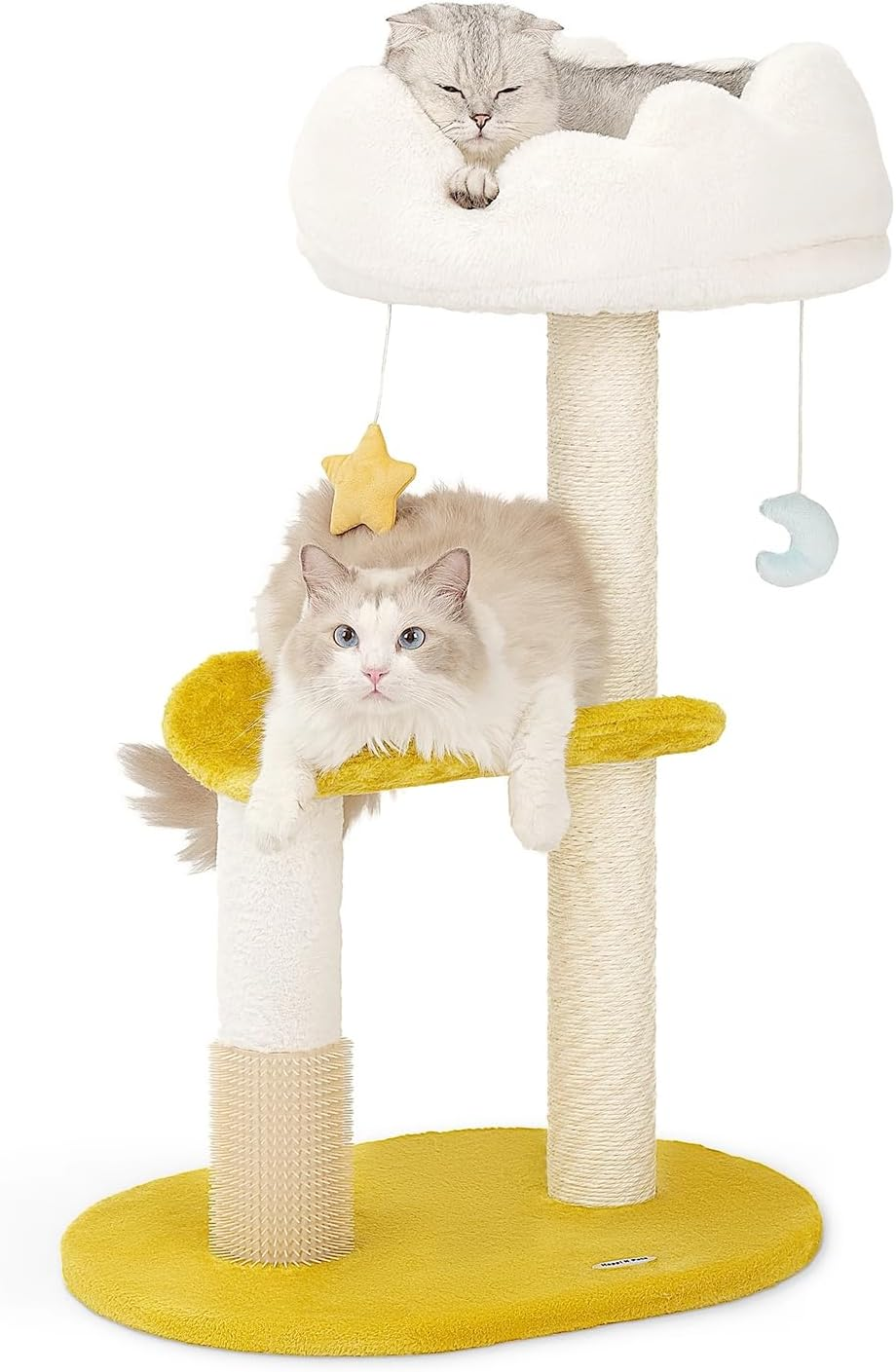 Happi N Pets Cloud Cat Scratching Post with Bed, Cat Tree for Indoor Cats, Nature Sisal Cat Scratcher with Cat Cozy Fluffy Perch for Kitten & Adult Cats, Small Cat Tower with Balls, Stable Cat Stand image number 3