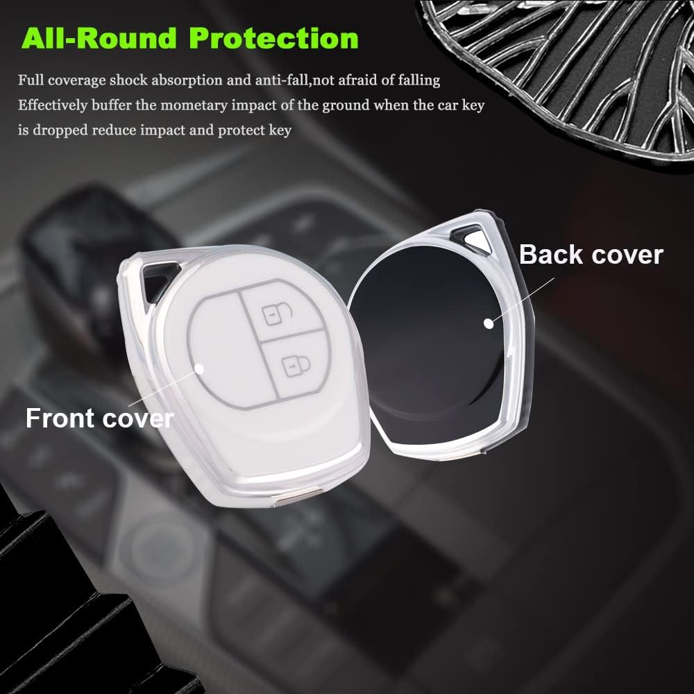 Ontto TPU Car Key Fob Cover Fit for Suzuki Swift SX4 Liana Alto Vitara JIMNY for Opel Agila B for Nissan Pixo Key Case Key Bag Shell Keyring Key Holder Keychain Accessories - Black image number 5