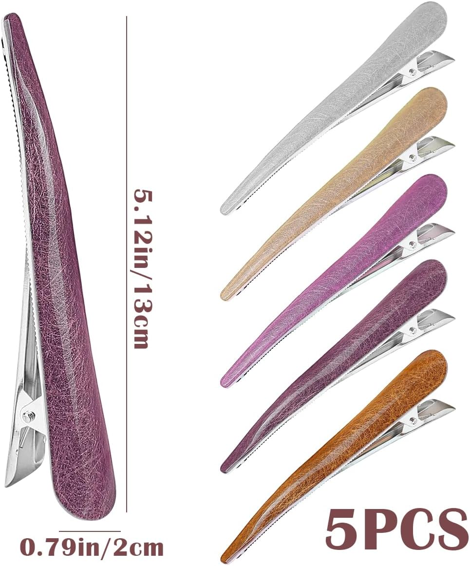 FERCAISH Pack of 5 Non-Slip Duckbill Hair Clips, Large Acrylic Horn Clip, Crocodile Clips, Hair Metal, Colourful Long Alligator Hair Clips for Women and Girls image number 4