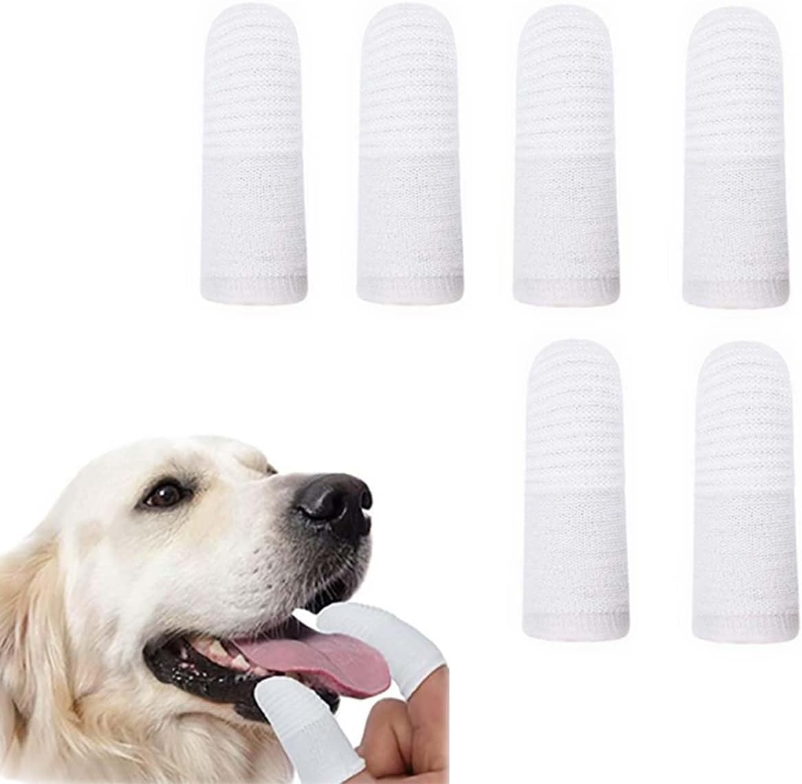 Pack of 6 Pet Finger Toothbrush, Dog Toothbrush, Reusable, Finger Cots Dog Dental Care Made of Knitted Fabric, Anti-Plaque Finger Dog, Efficient and Clean Pet Toothbrush image number 2