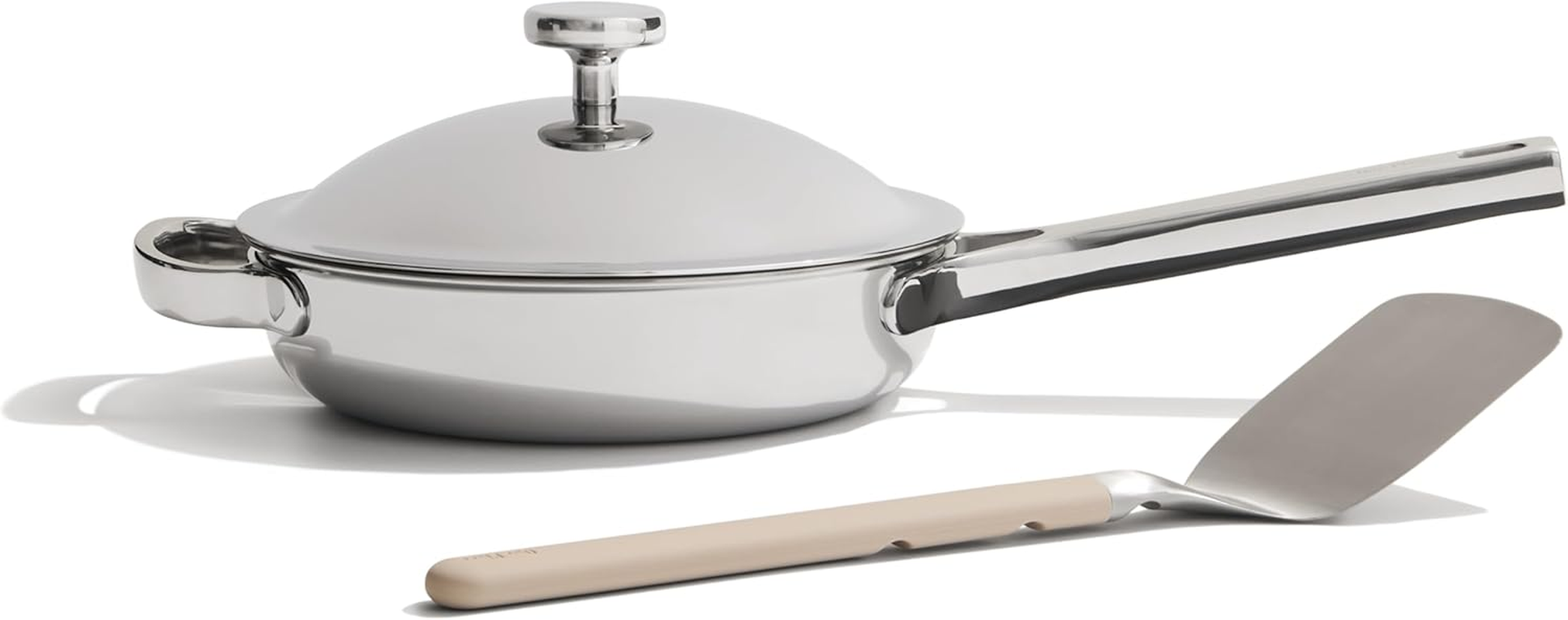 Our Place Titanium Always Pan Pro - 27Cm (2.65L) No-Coating Nonstick Skillet | Tri-Ply Titanium & Stainless Steel | Safe for Oven, Induction & All Cooktops up to 535&deg;C | Includes Spatula | Gold image number 3