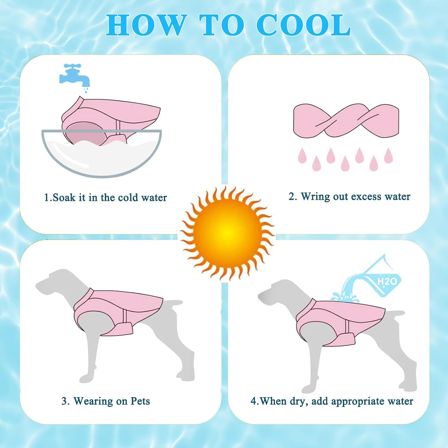 Dog Cooling Vest, Evaporative Cooling Coat for Dogs with Harness D-Rings and Adjustable Zip, Safety Reflective Ice Cooling Jacket for Puppies, Sunproof Summer Cooling Vest for Dogs, S image number 6