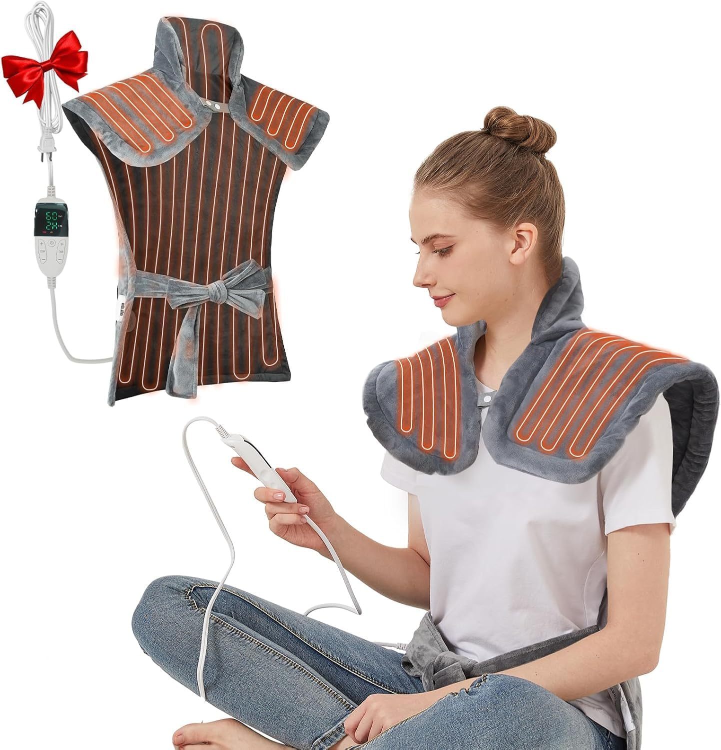 AERLANG Heating Pad, Extra-Large Back, Neck and Shoulder Heating Pad, Fast Heating, Mothers Day & Birthday Gifts for Mom Dad Women Men, 5 Temperatures 4 Timing Auto Shut image number 3