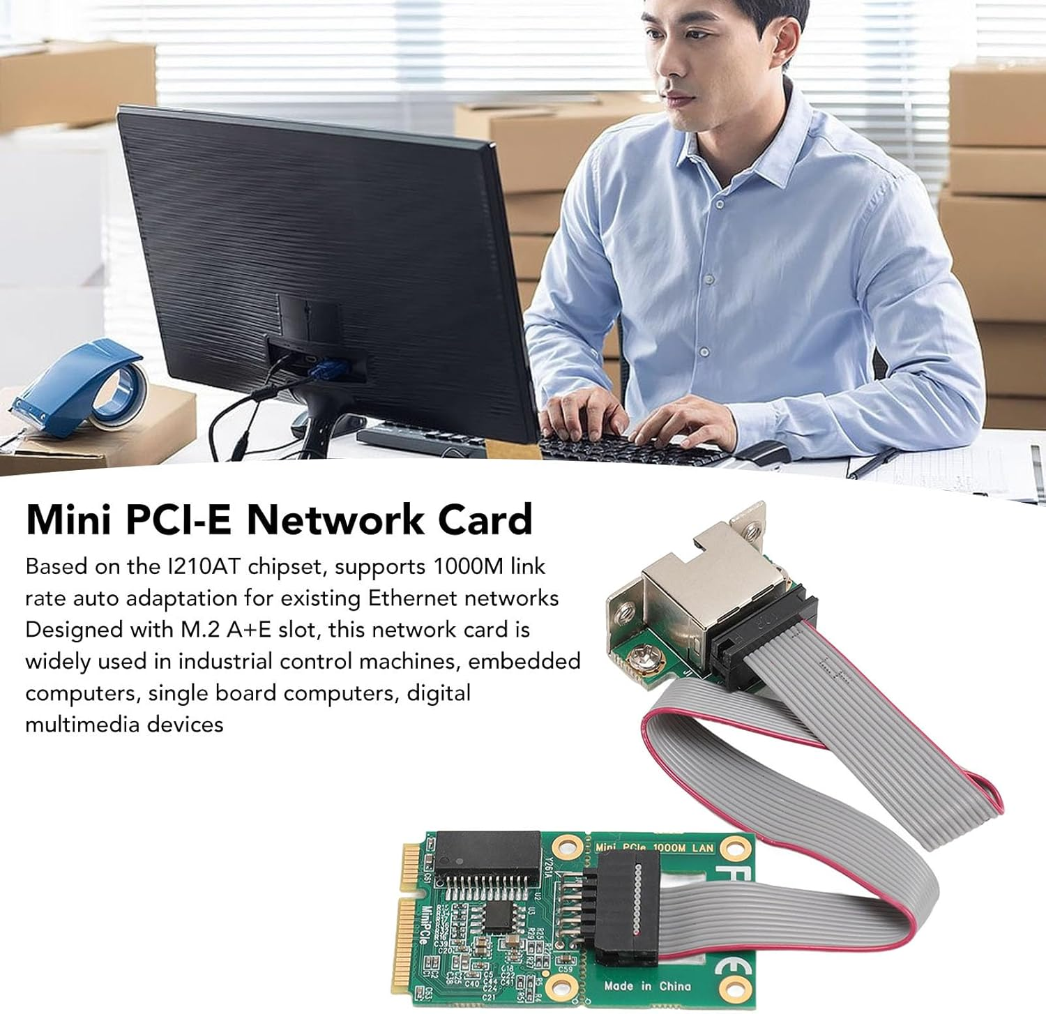 1000M RJ45 Adapter, Pcie Network Card, Mini Pcie Network Controller Card with M.2 a and E Slot, for 10 Freebsd, 8, Mini PCI E Network Card image number 4