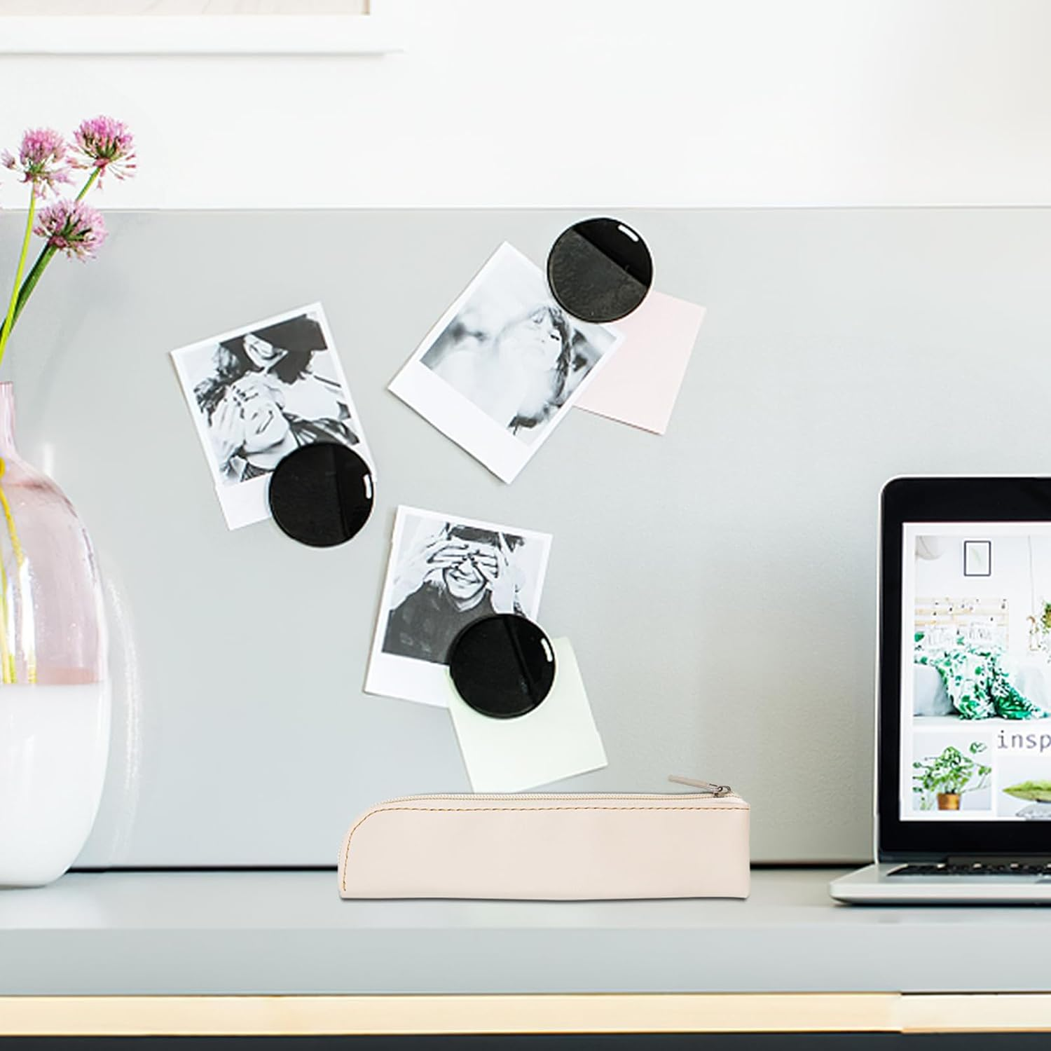 Binzus 5 Pcs Leather Pen Case Slim Design Cute Stationery Storage Bag with Zipper for Pens, Pencils, Markers (Colorful)