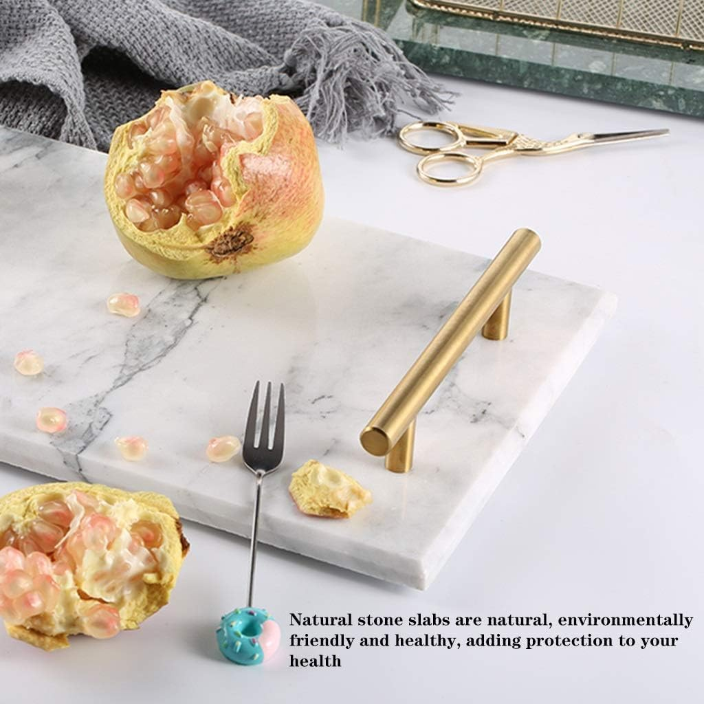 Marble Stone Decorative Tray, Bathroom Vanity Tray, Marble Tray with Gold Handles, Catchall Key Perfume Tray for Counter, Vanity, Dresser, Nightstand, Desk image number 1