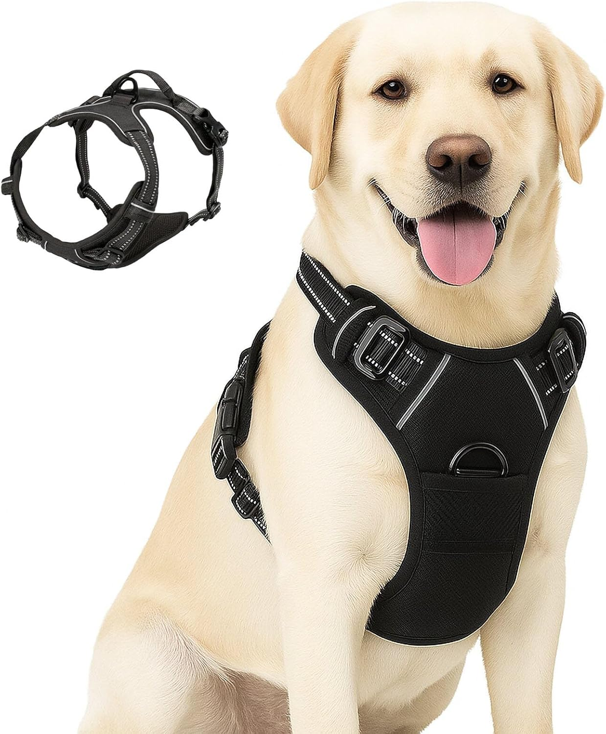 YAKESD No Pull Dog Harness, Adjustable Vest Harnesses for Hassle-Free Walking, Easy Control Reflective Puppy Vest for Small Medium Large Dogs（Blue，L）