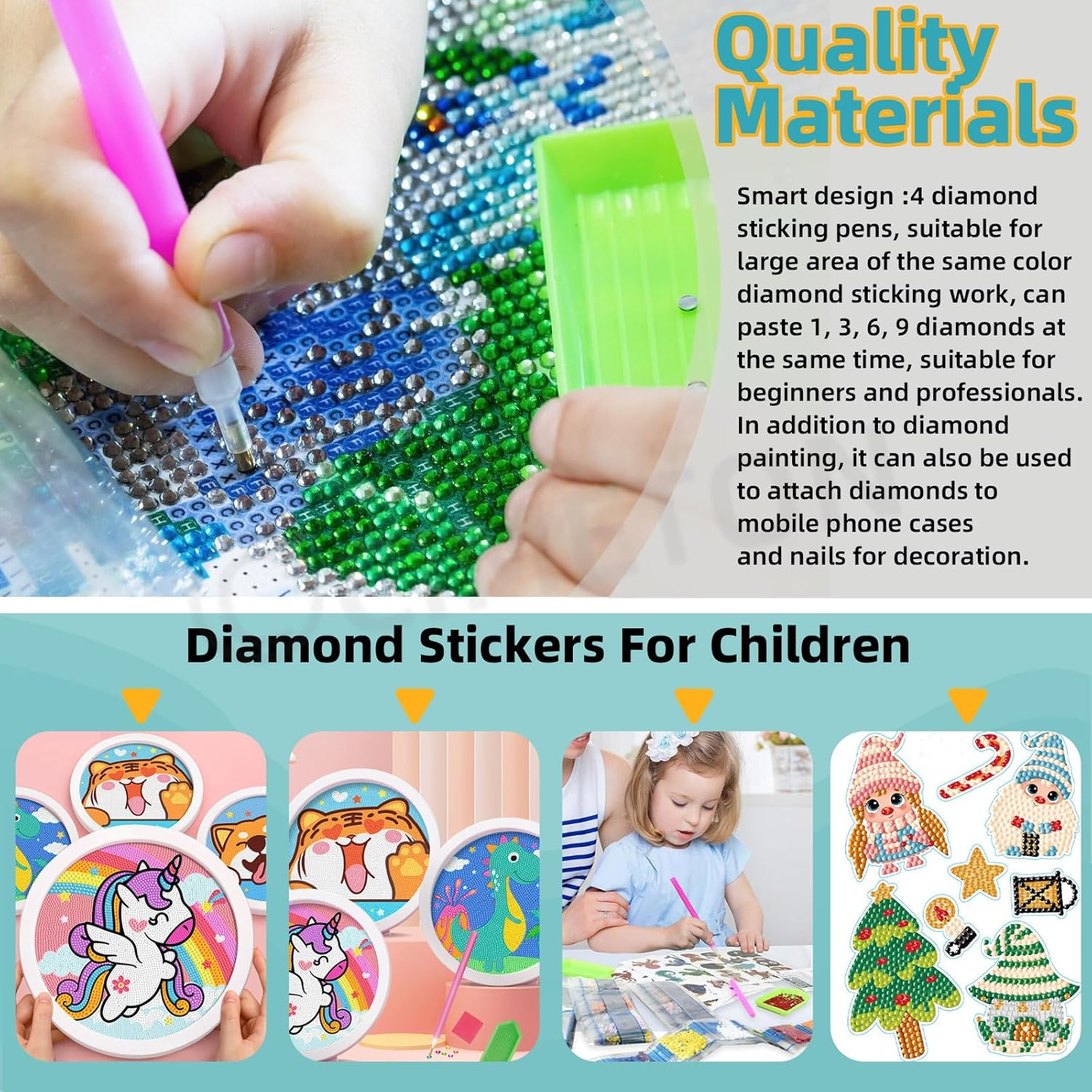 Cimeton 117Pcs 5D Diamond Painting Accessories Includes Diamond Painting Pen, 28 Grids Diamond Embroidery Box, Big Trays, Tweezers, Label Sticker Paper, Clips, Glue Clay and Seal Bag for Art Craft image number 3