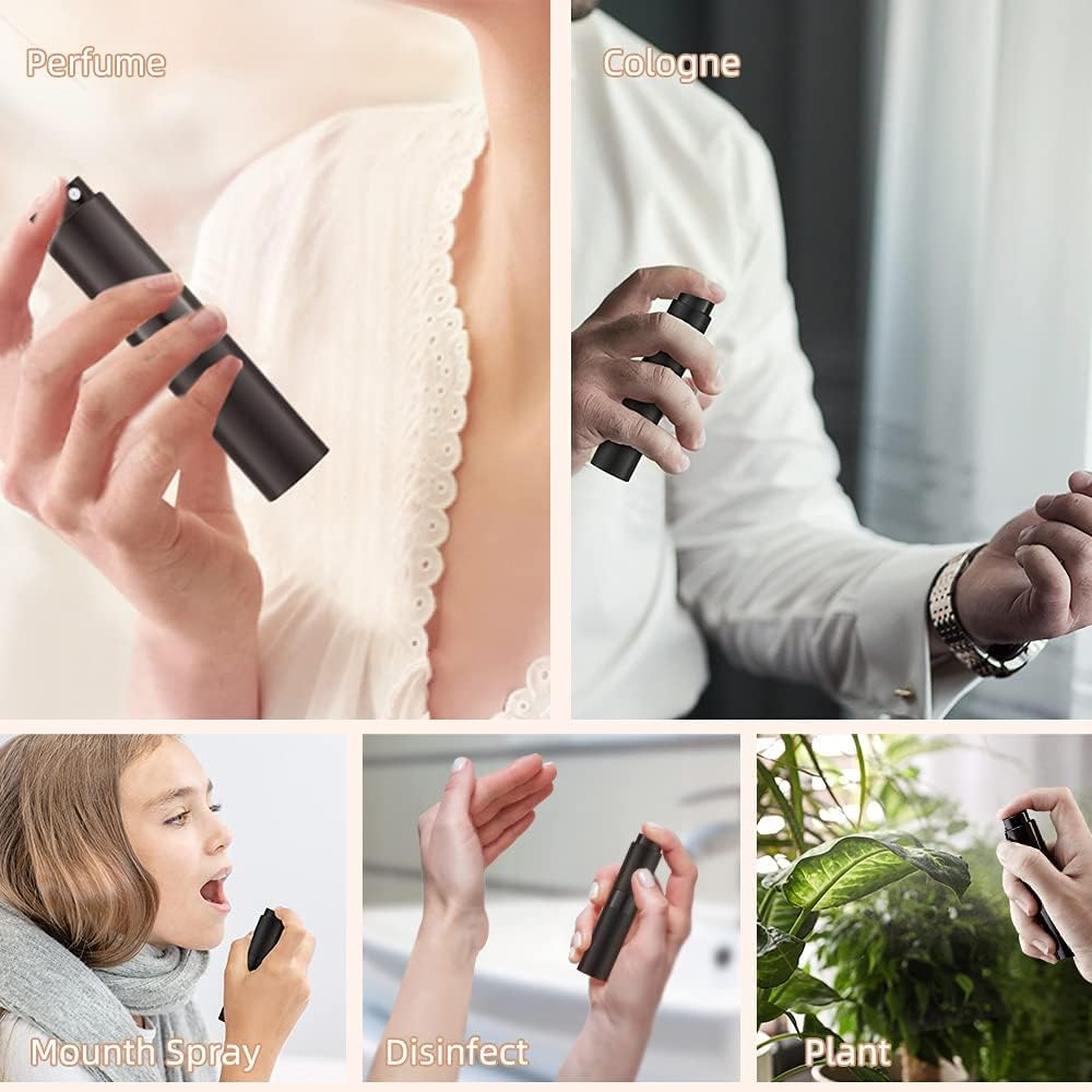 LISAPACK 8ML Atomizer Perfume Spray Bottle for Travel (3 PCS) Empty Cologne Dispenser, Portable Sprayer (Black, Silver, Grey) image number 1