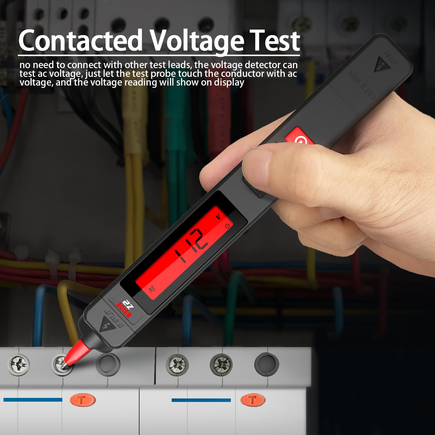 BSIDE Voltage Tester Non-Contact Voltage Detector Pen, Contact Measure AC Voltage, Pocket Electrical Live Wire Tester Breakpoint Finder with Flashlight image number 2