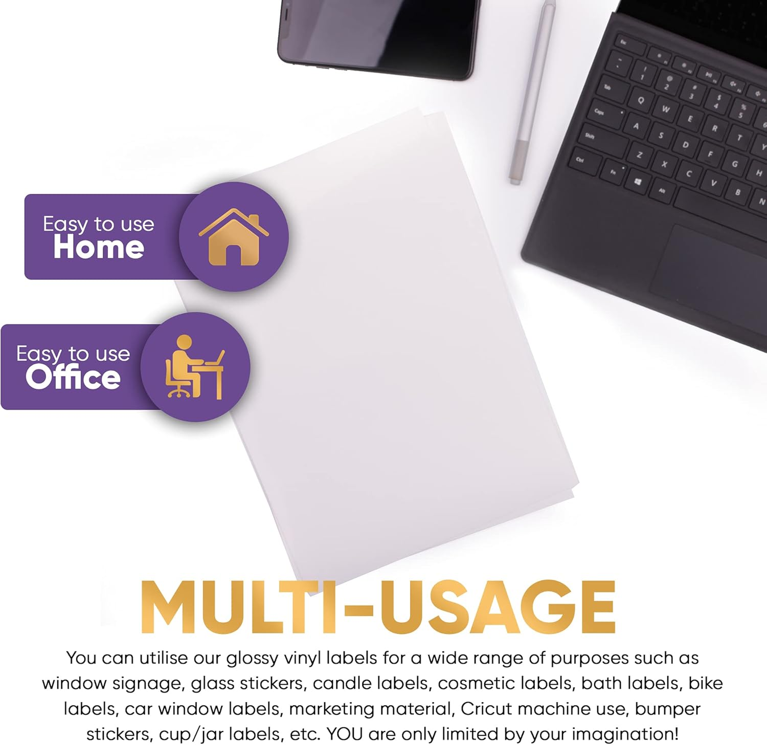 Avarrix Australia Printable Vinyl Sticker Paper for Inkjet Laser Printer, Glossy White, 20 Sheets, Waterproof Label Stickers, Printable Vinyl Sheets, Tear Resistant, Quick Dry Vibrant Colours, A3 Size image number 4