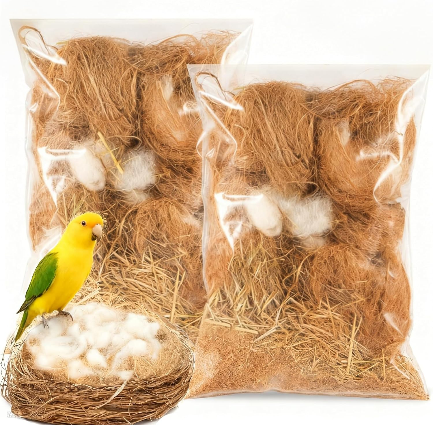 2-Pack Bird Nesting Material (40G per Pack) &ndash; Bird Nests Bedding Mixing Nesting Material for Hummingbird, Parakeets, Canaries, Finches & Wild Birds &ndash;Cage,Gardens,Tree Trunks