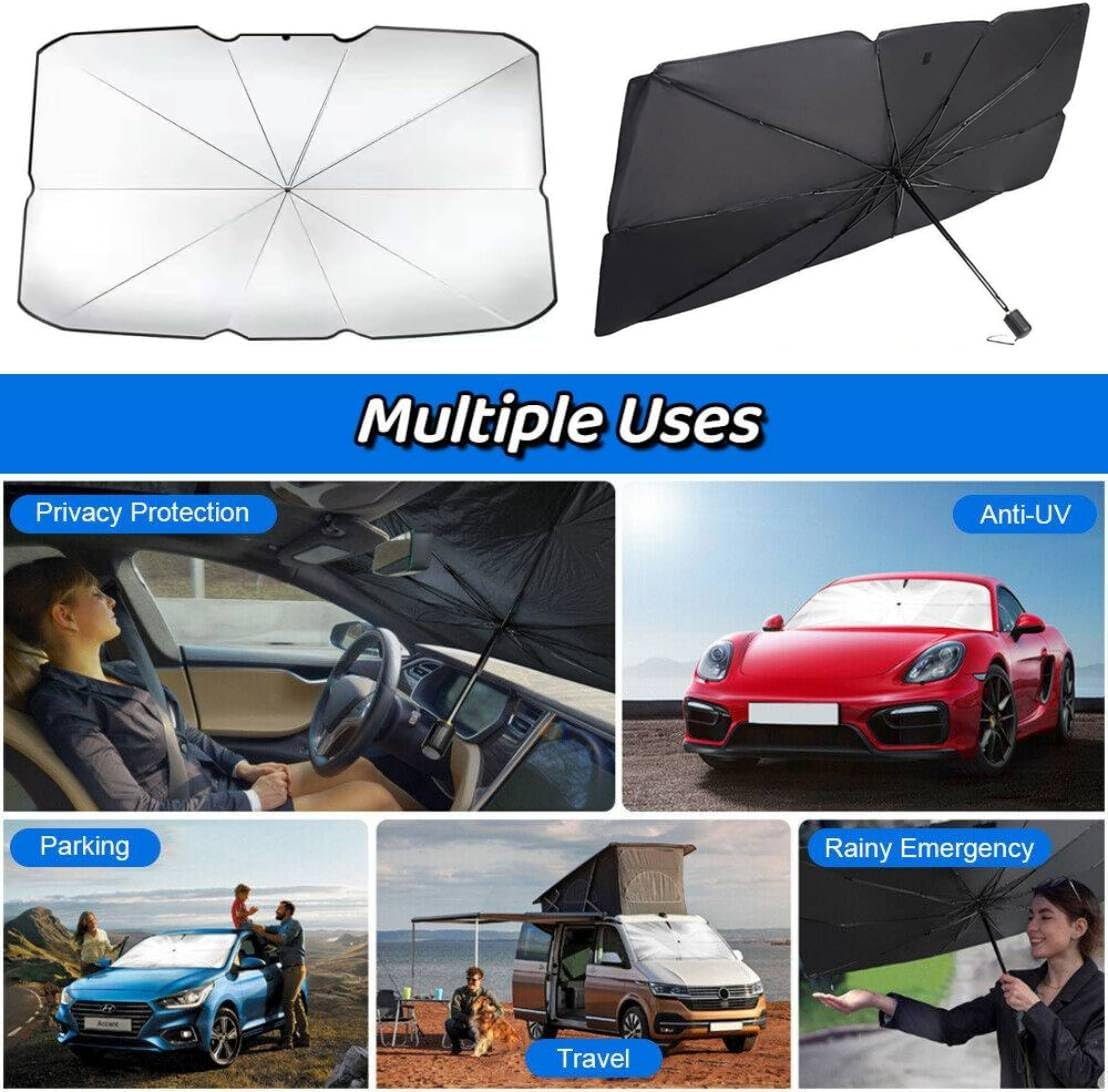 Windshield Sun Shade for Car, Car Window Shade, Foldable Car Umbrella Sunshade Cover Car Front Window, Blocks UV Rays Sun Visor Protector Sunshade for Interior Protection, Car Accessories (55"X31") image number 1