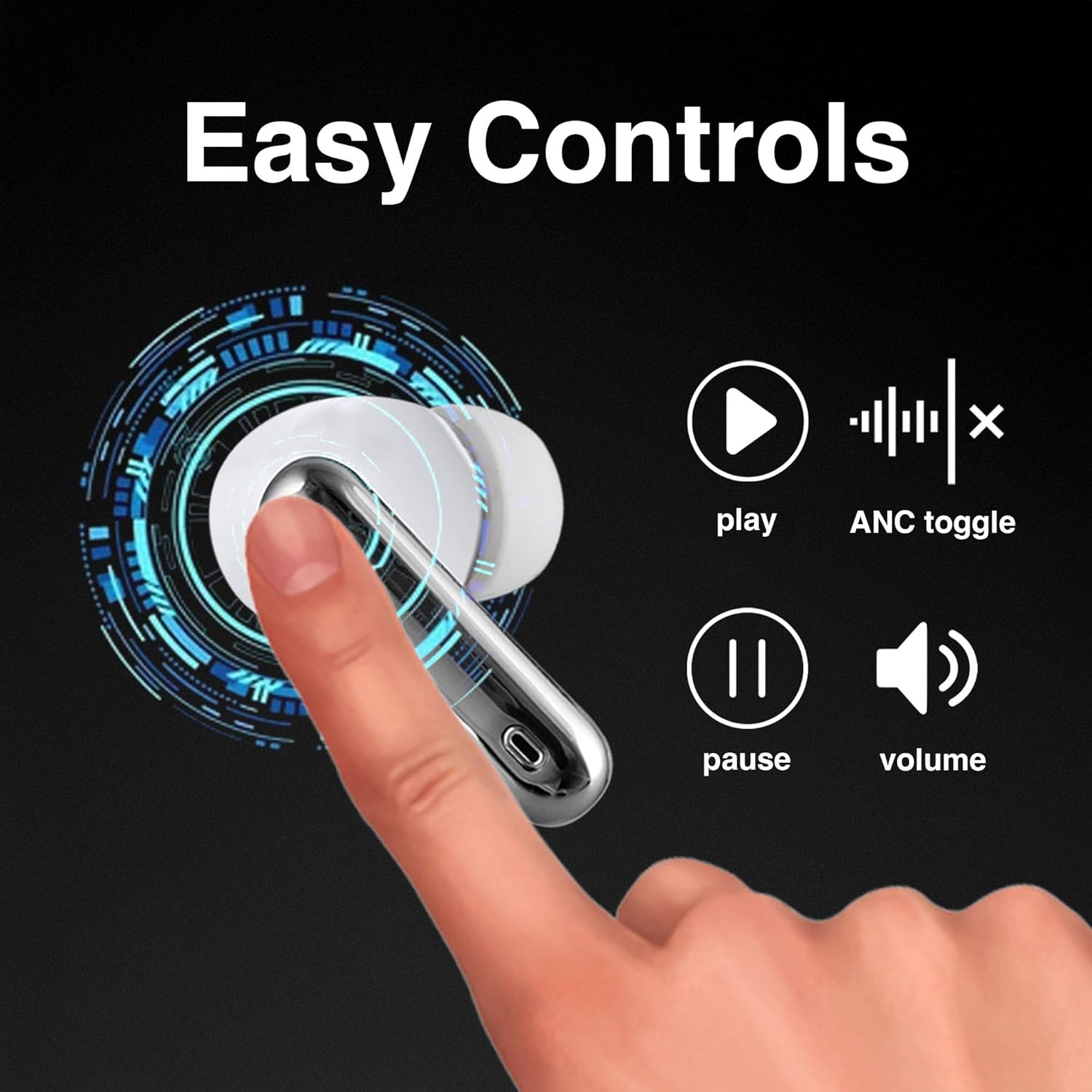 Laser Noise Cancelling TWS Earbuds, Active Noise Cancellation, Bluetooth 5.4, 12 Hrs Playtime, USB C Charging, Voice Assistant - Compatible with Smartphones, Tablets, Laptops, Pcs, Tvs image number 5