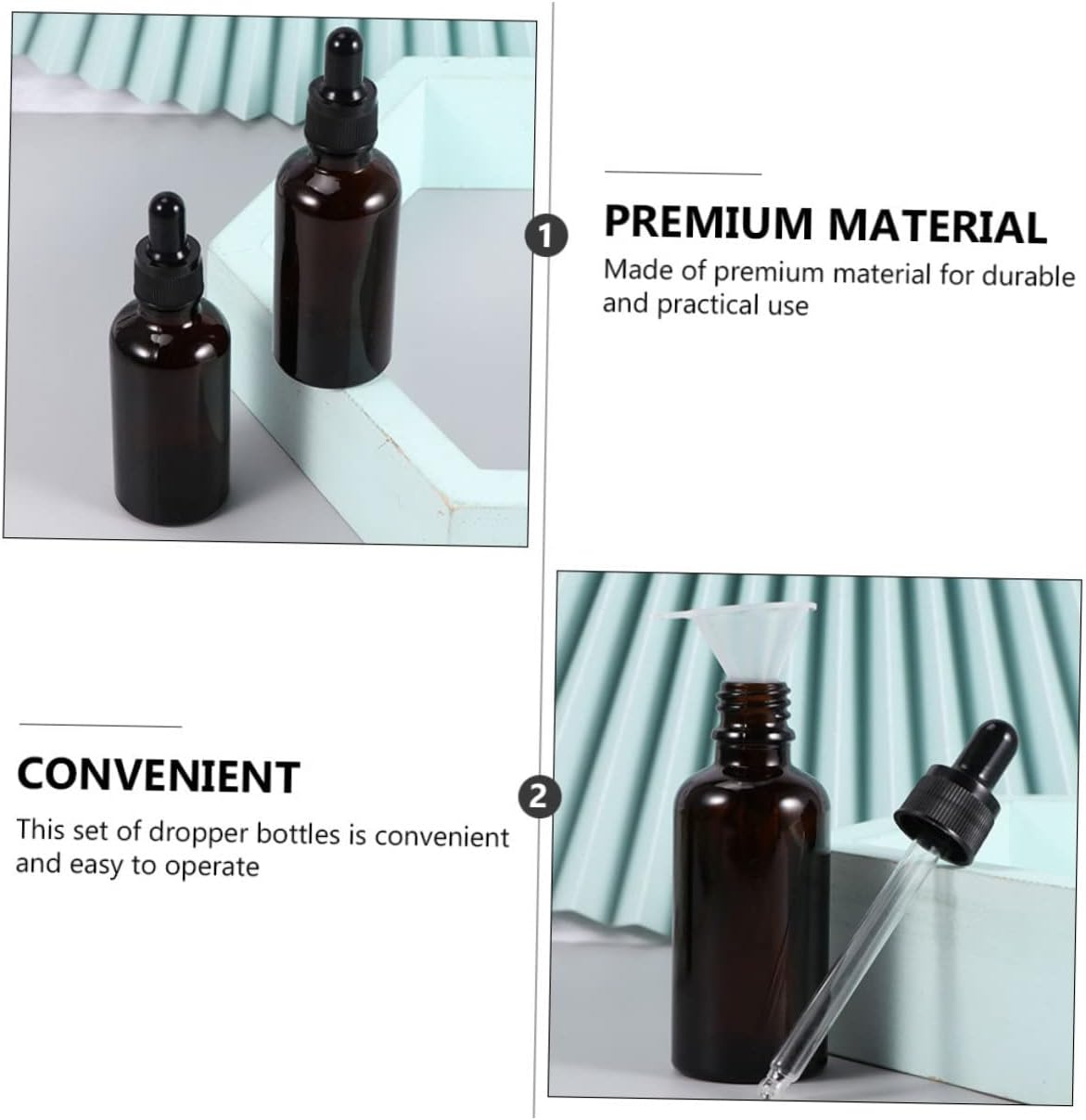 FOMIYES 50Ml Amber Glass Essential Oil Bottles 10Pcs Refillable Dropper Dispenser Bottles Portable for Travel and Storage image number 6