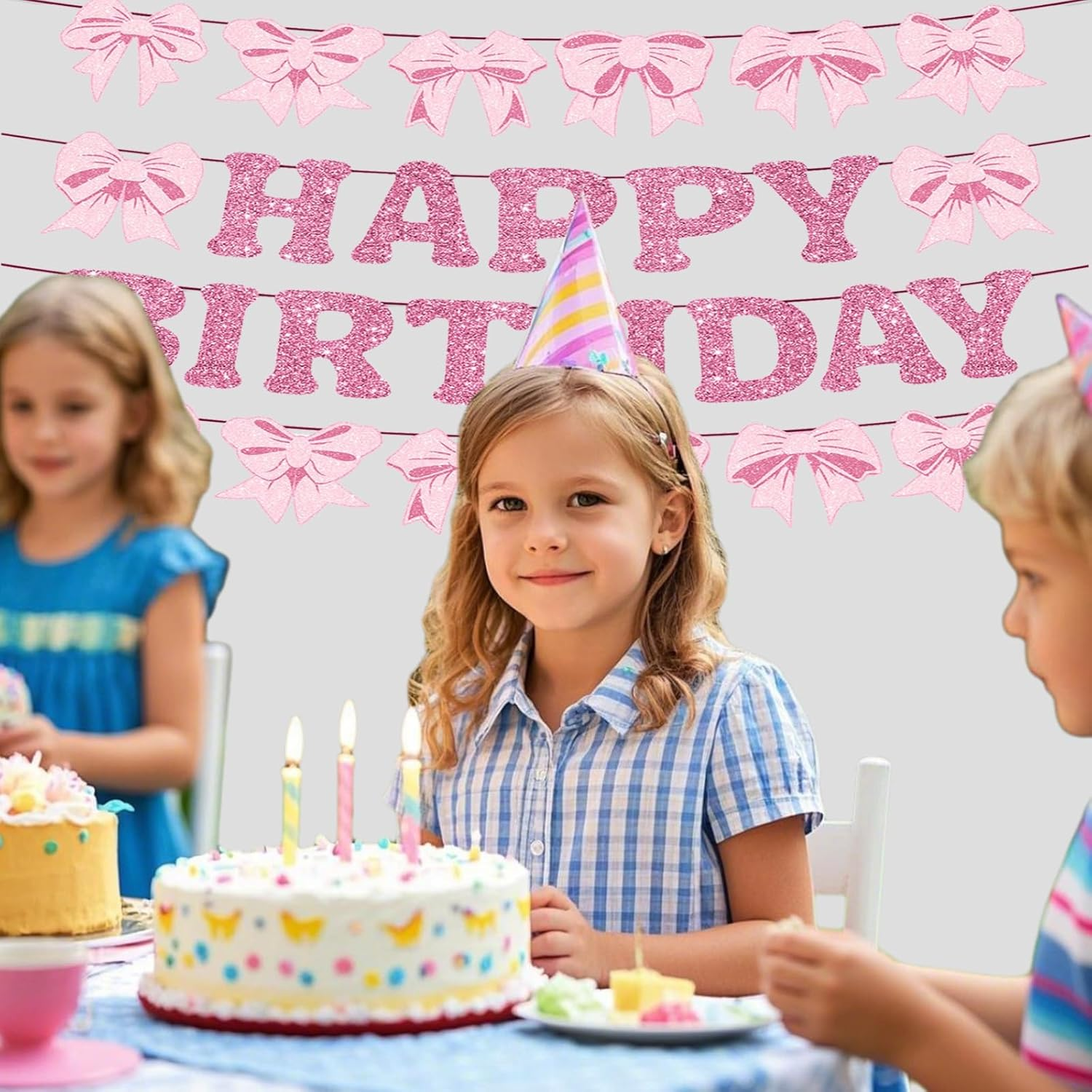 Hapurs Pink Bow Birthday Banner, Garlands, Paper, 16.4Ft, Party Decor, Bridal Shower Supplies image number 4