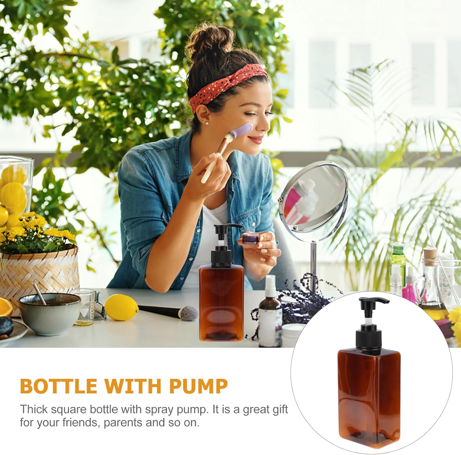 PAMINGONO Soap Dispenser Bottle 2Pcs 280Ml Amber Refillable Plastic Pump Bottles for DIY Body Lotions and Essential Oil Blends Bathroom and Kitchen Use Random Color