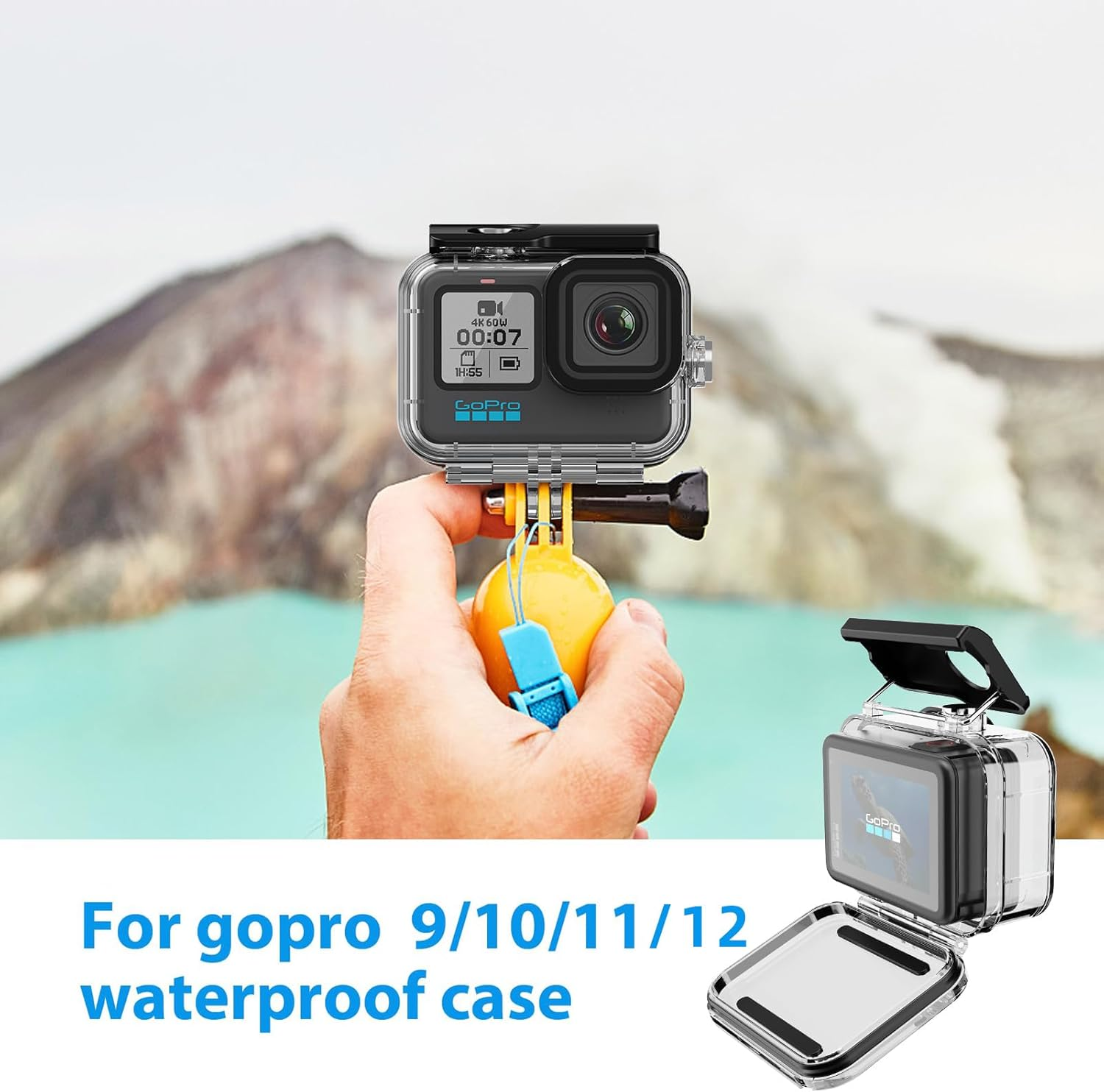 196Ft/60M Waterproof Housing Case for Gopro Hero 13 12 11 10/9 Black, Protective Underwater Dive Housing Shell with Bracket Accessories for Go Pro Hero13 Hero12 11 10 9 Camera with 3Pack Dive Filter image number 3