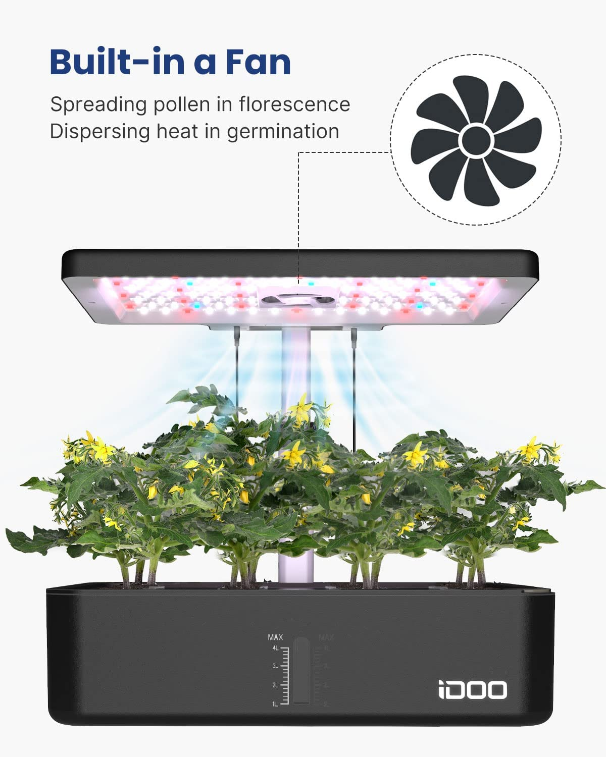 Idoo Hydroponics Growing System, Smart Indoor Garden Starter Kit with LED Grow Light, Smart Gardening Kits for Home Kitchen, Automatic Timer Germination Kit, Height Adjustable image number 2