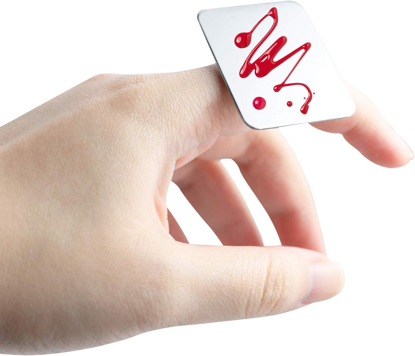 LONGWAY 2 Pieces Makeup Cosmetic Palettes with Finger Rings,Nail Art Polish Holder Stainless Steel Mixing Palette Ring Nail DIY Art Design Paint Color Mixing Paint Manicure Tool with Spatula image number 3