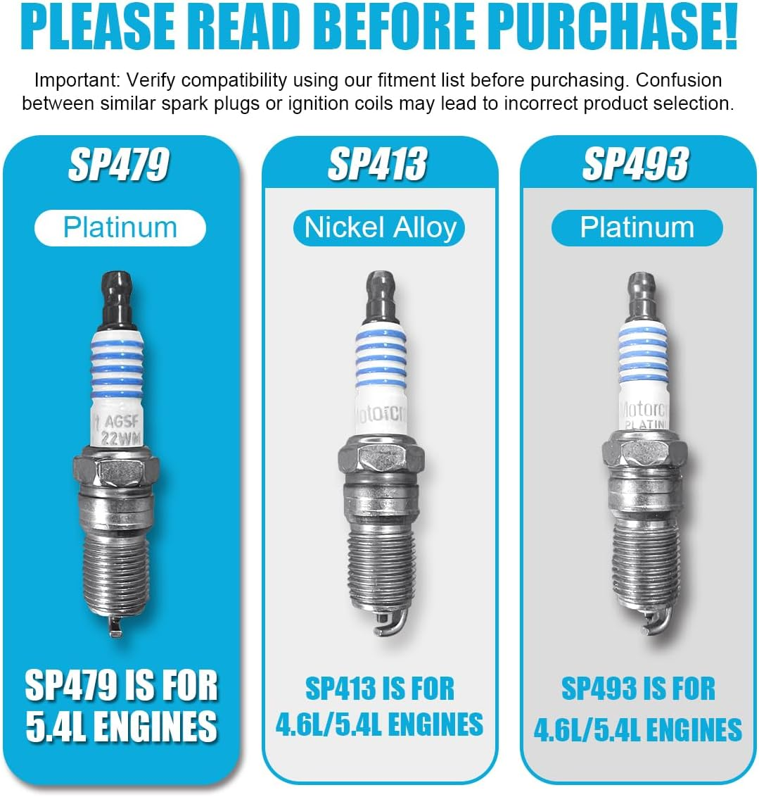 MAS Set of 10 Ignition Coils Pack DG508 & Motorcraft Platinum Spark Plugs SP479 Compatible with Ford E350 E450 F250 F350 F450 F550 Econoline Super Duty F53 6.8L V10 3W7Z-12029-AA AGSF-22W-MX image number 5
